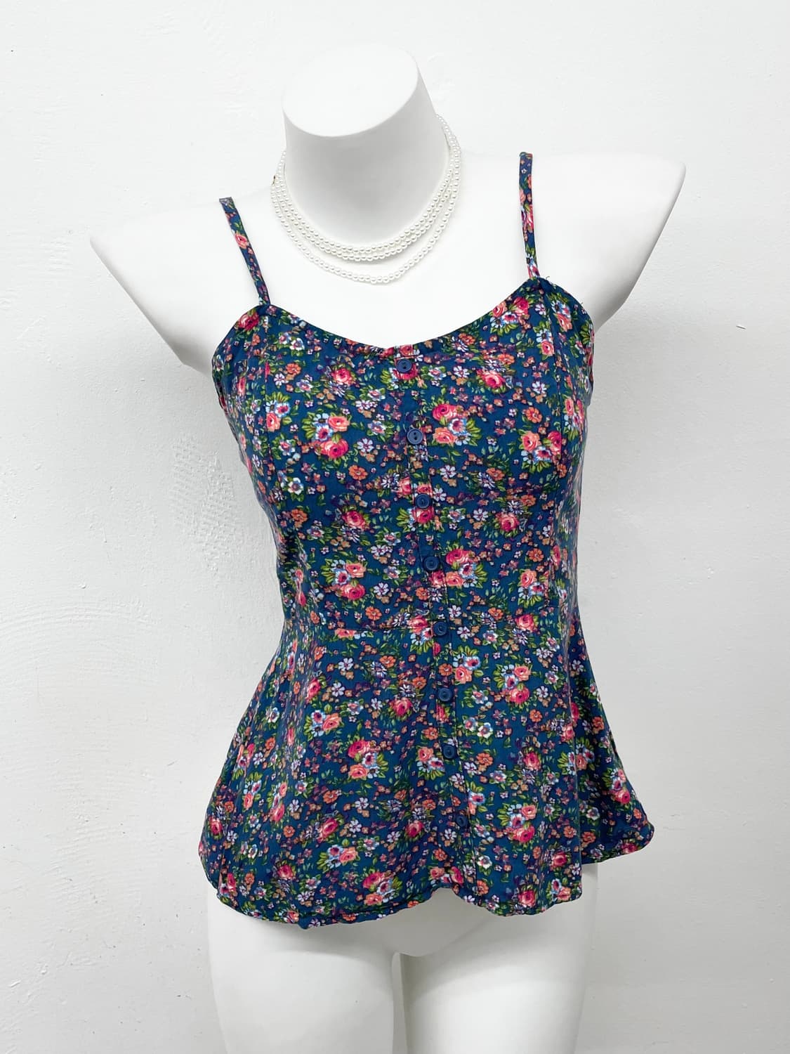 하구미 플로럴 버튼 슬리브리스 상품이미지1