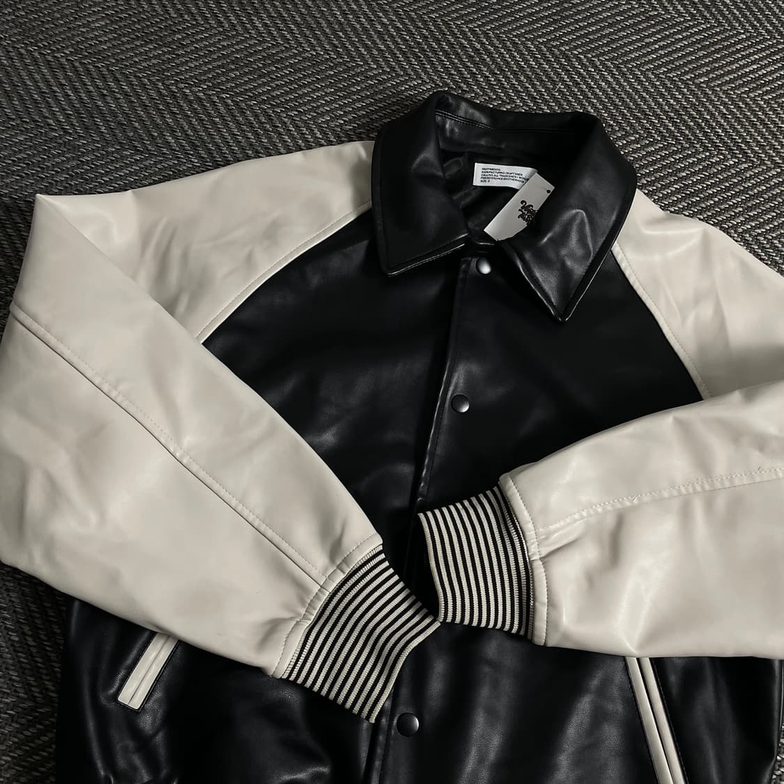 파르티멘토 버핑레더 배색 봄버 자켓o 3797 상품이미지5