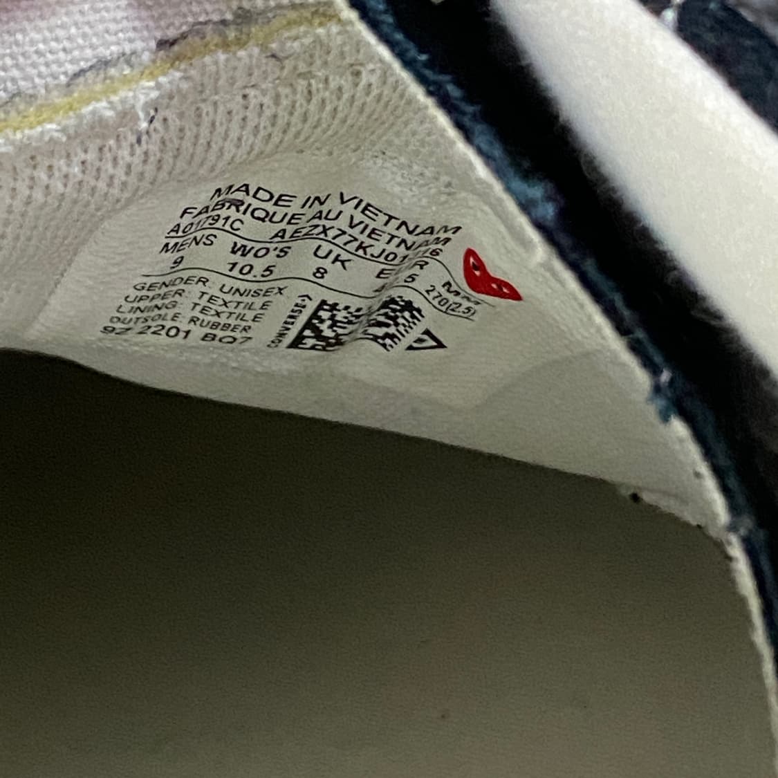 꼼데가르송 플레이 X 컨버스 원스타 로우 블랙 B4270 상품이미지6