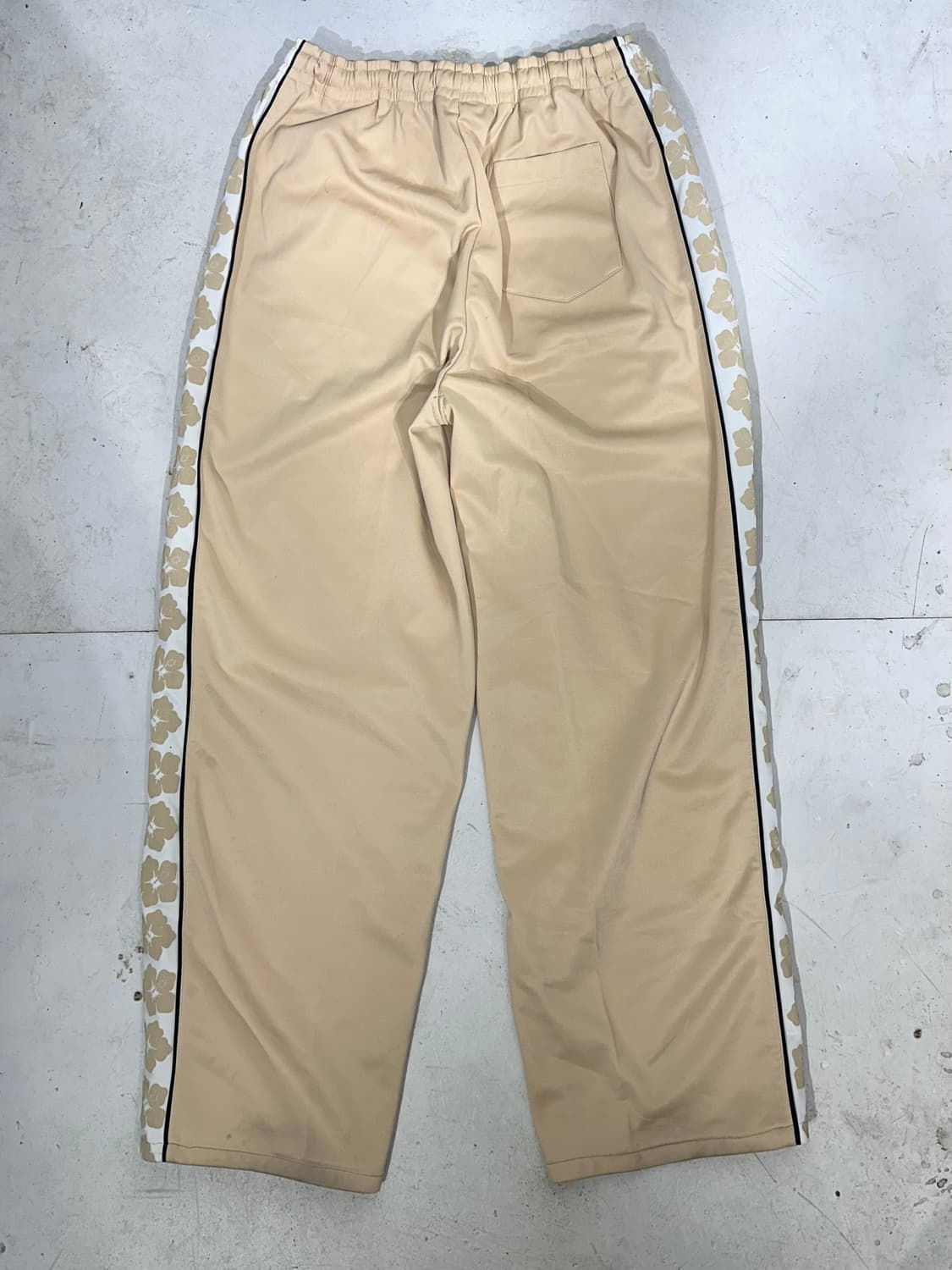 일본 빈티지 베이지 사이드 라인 와이드 팬츠 L 상품이미지5