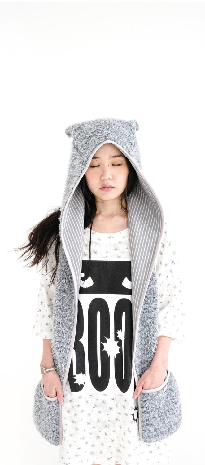 샵페어리 퍼리이어 후드머플러 아이보리 상품이미지1