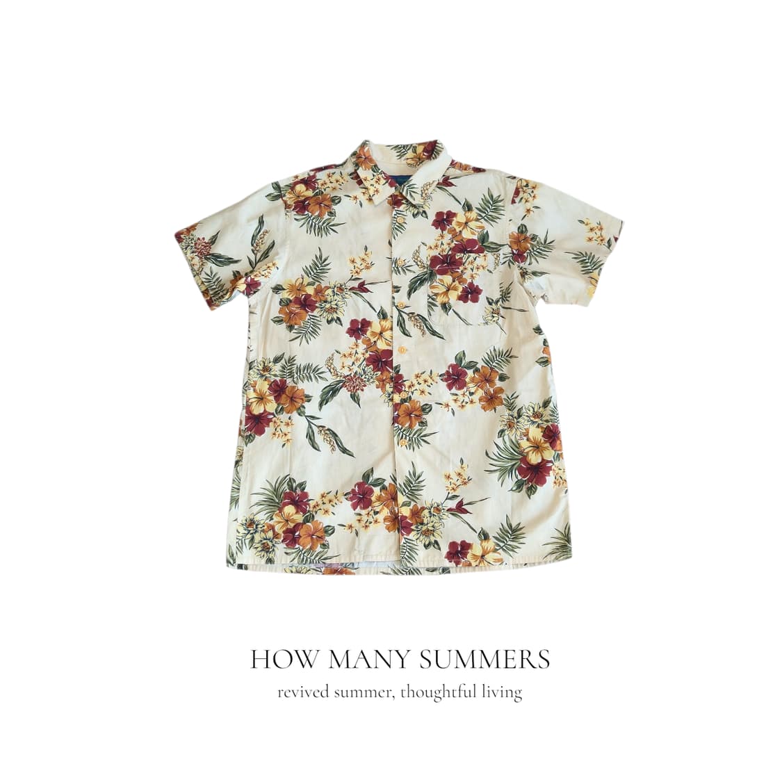 빈티지 무드 베이지 꽃무늬 하와이안 셔츠 상품이미지1