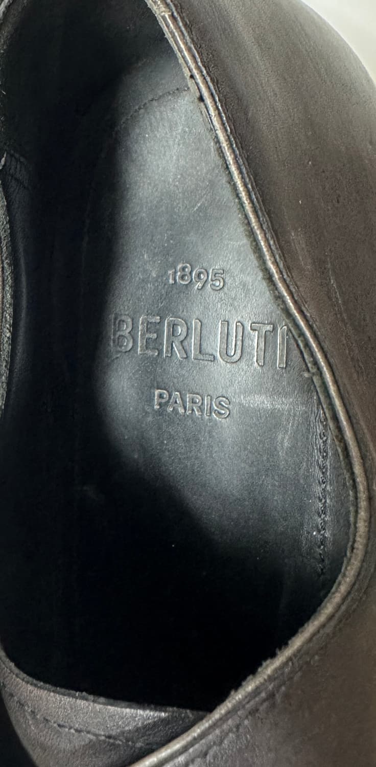 벨루티 알레산드로 브라운 레더 캘리그라피 슈즈 레이스업 상품이미지3