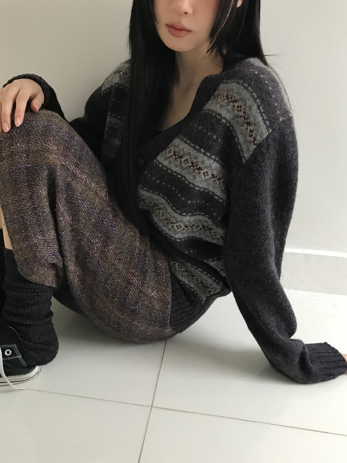 Mori Vintage Knit Cardigan(Grey) 상품이미지4