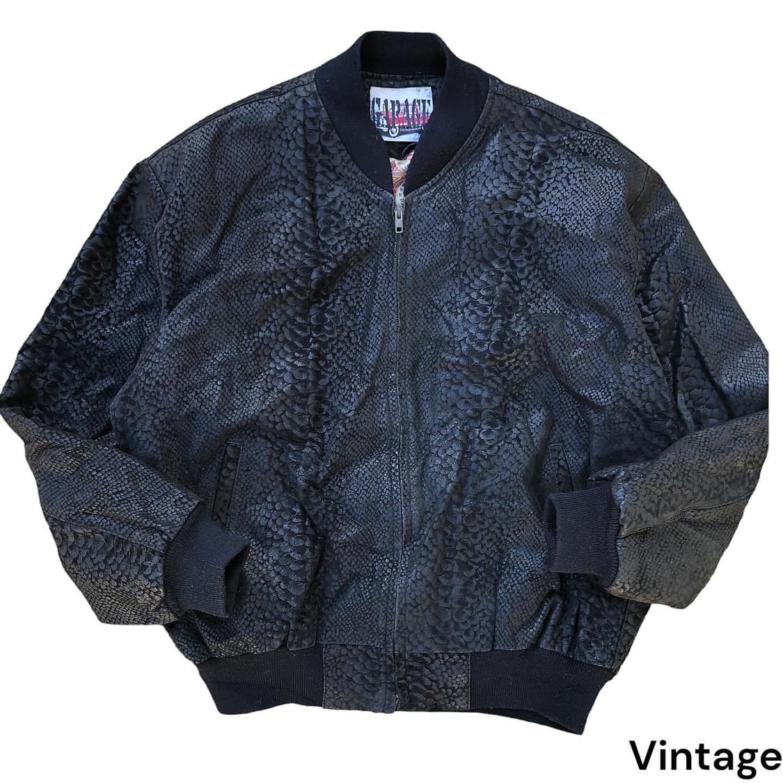 [L] 빈티지 뱀가죽 패턴 가죽 레더 자켓 상품이미지1