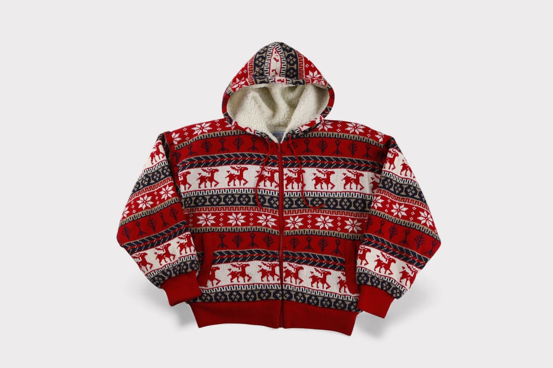 [여성 F] 빈티지 노르딕 양털 니트 후드집업 상품이미지1