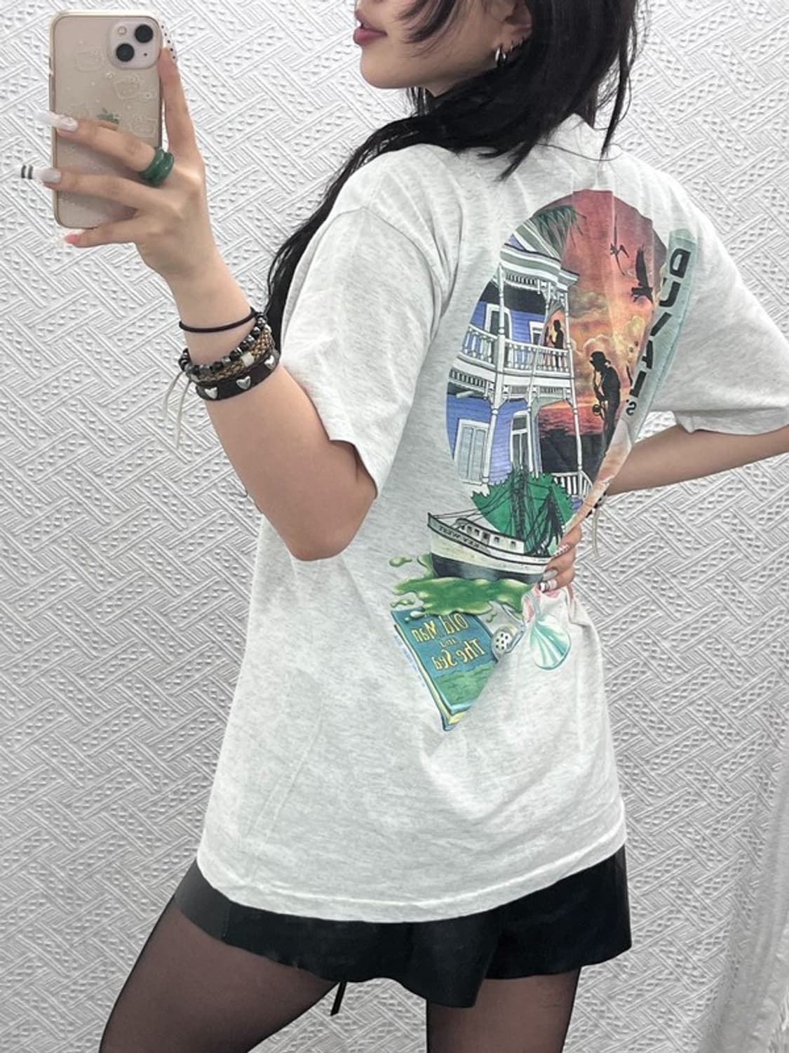 캐리비안소울 USA 스트릿 펑크 키치 빅프린팅 반팔티 L C10918 상품이미지1