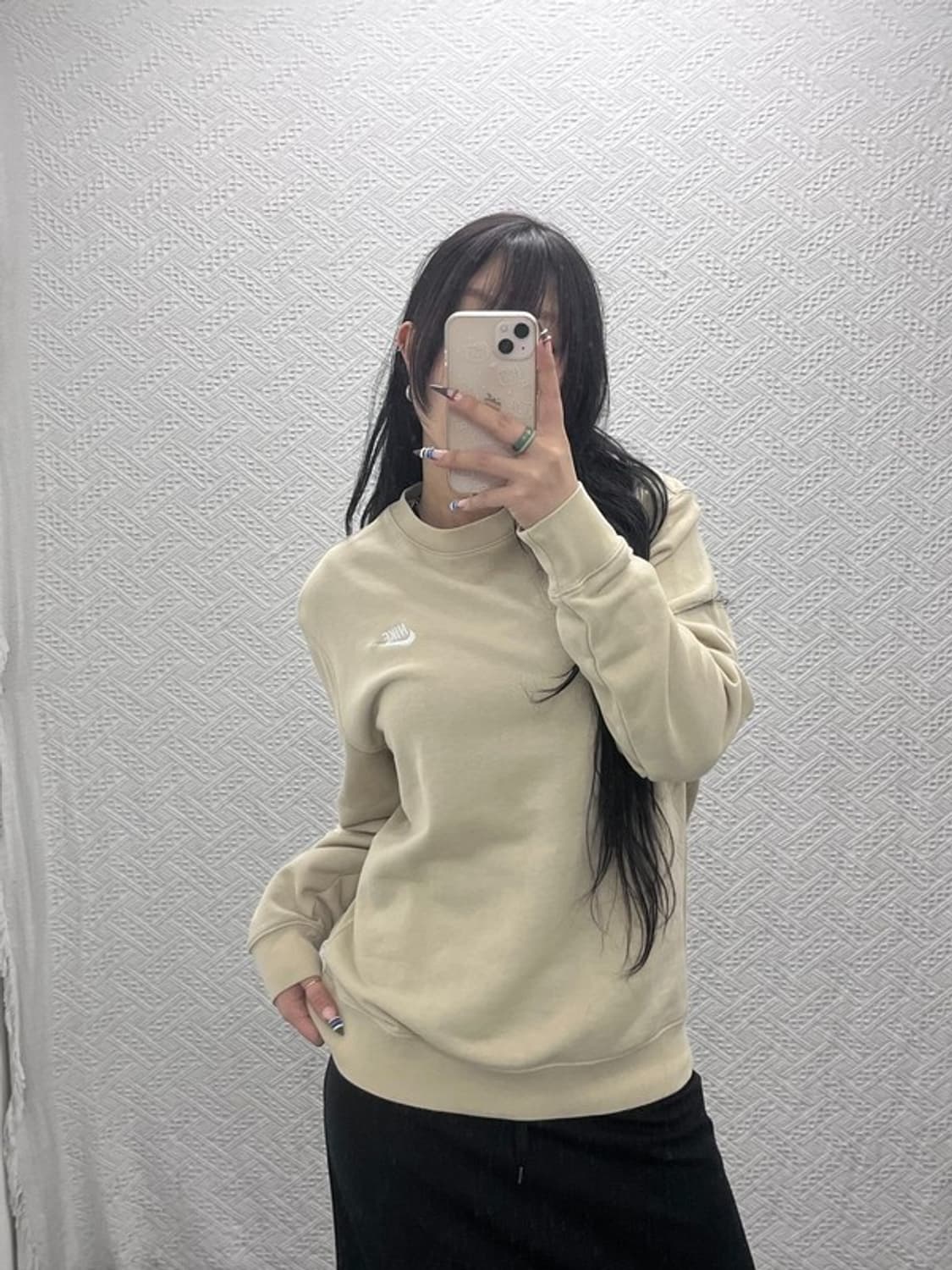 나이키 NSW 클럽 프렌치 테리 크루 크림오트밀 맨투맨 L C07791 상품이미지1