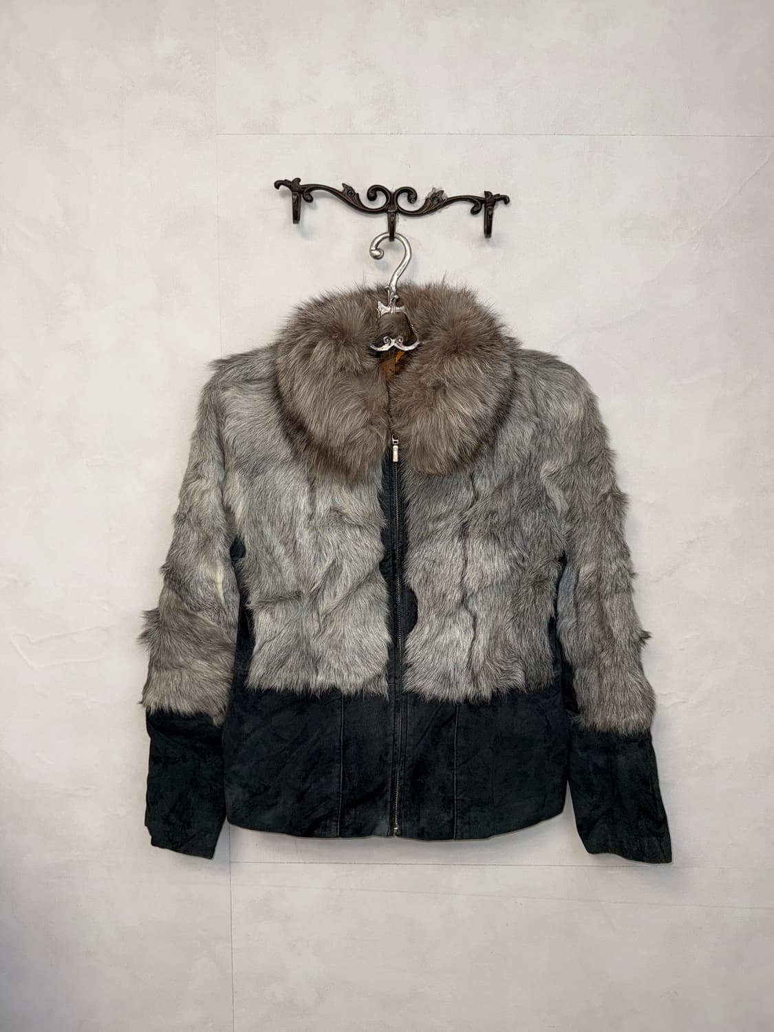 Gray black lamb skin suede fur jacket 상품이미지1