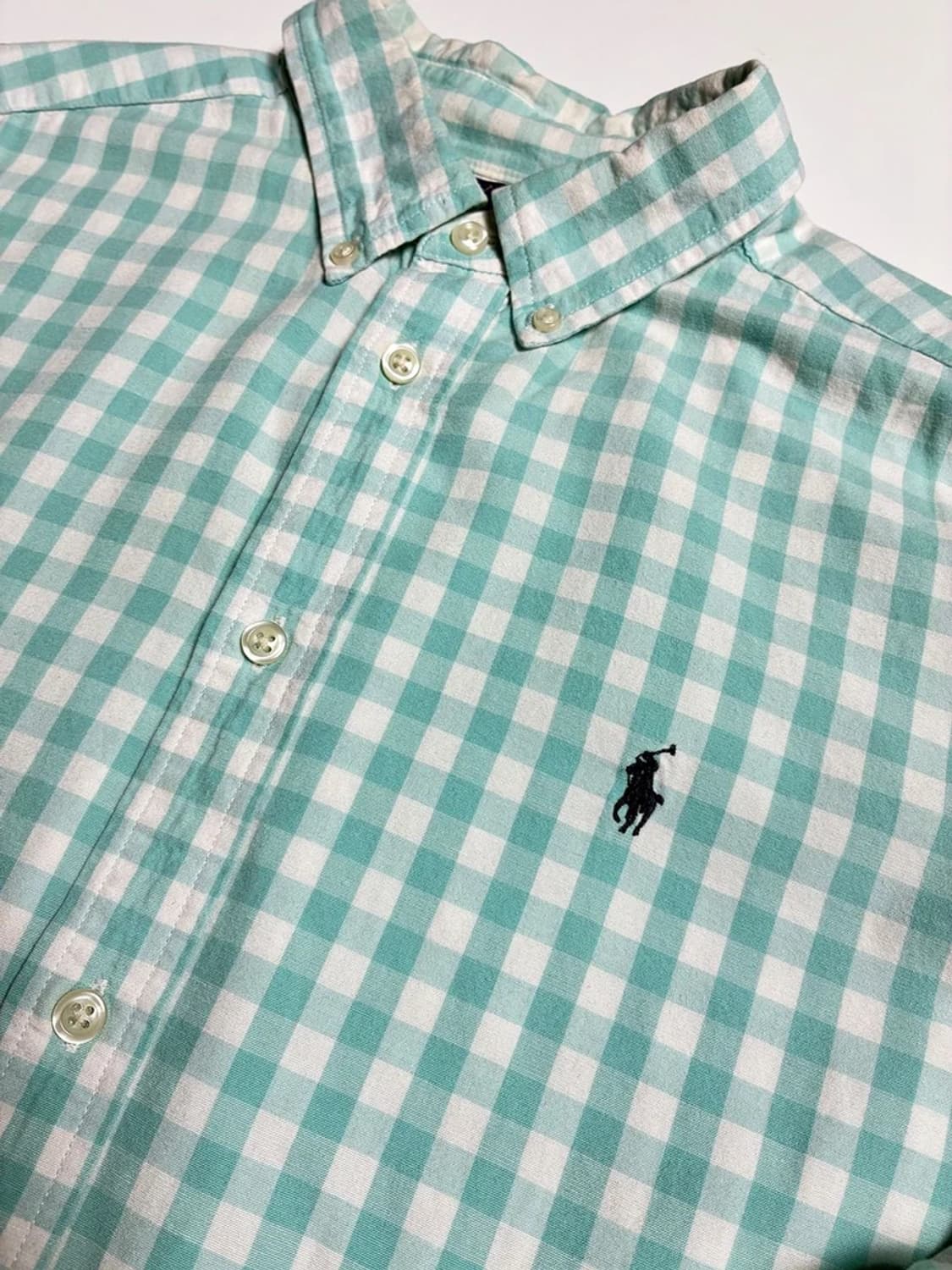 폴로 랄프로렌 민트 깅엄 체크 버튼다운 카라 셔츠 R1339  상품이미지5