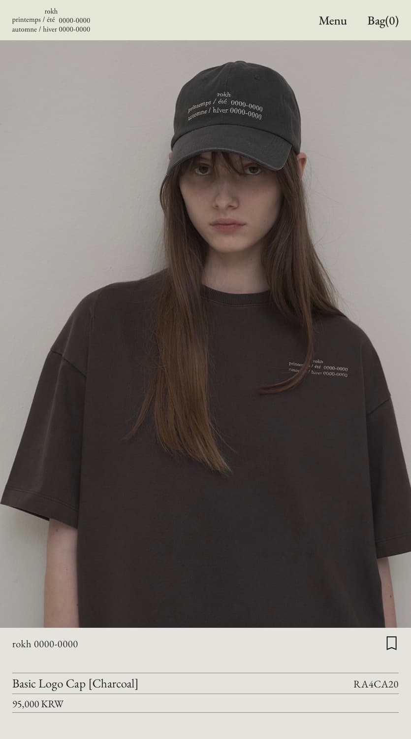 Rokh 0000-0000 basic logo cap (charcoal) 상품이미지1