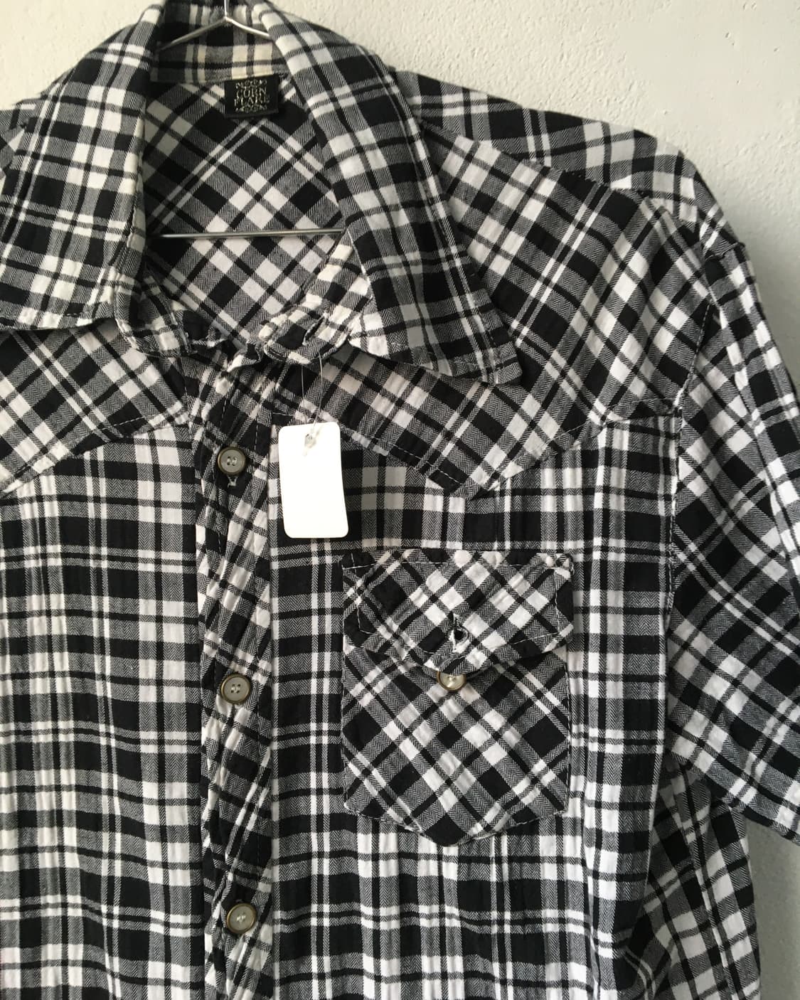 Back printing point check pattern shirt 상품이미지3