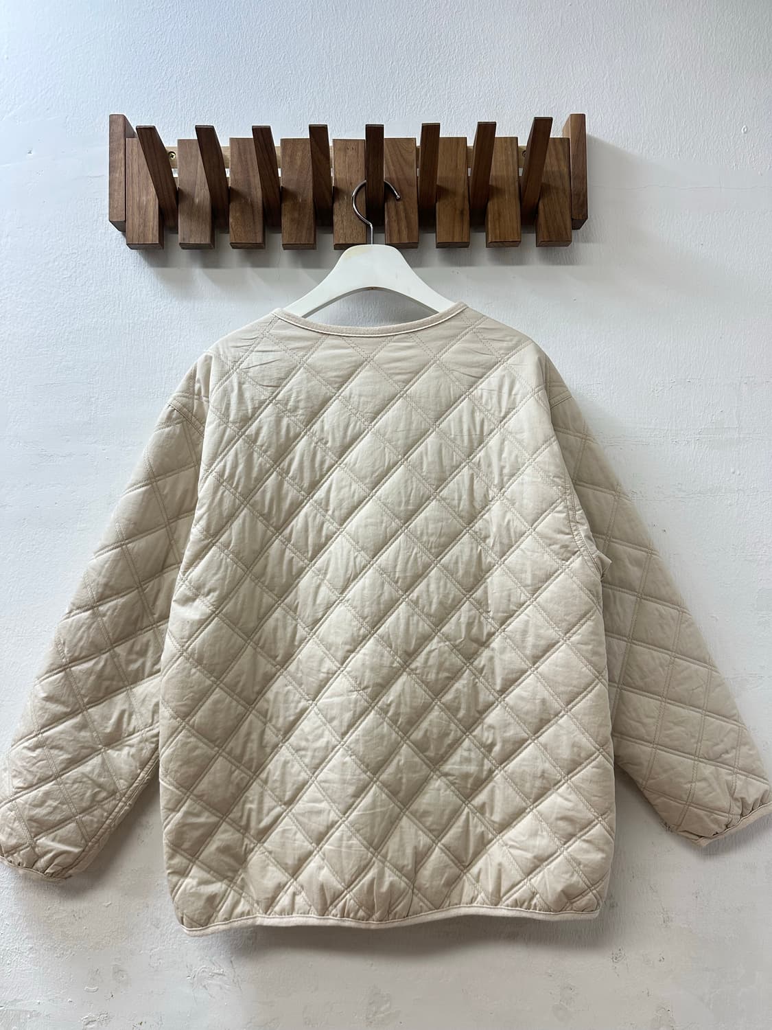 일본빈티지 아이보리 우드 버튼 퀼팅 라운드 패딩 자켓 상품이미지5