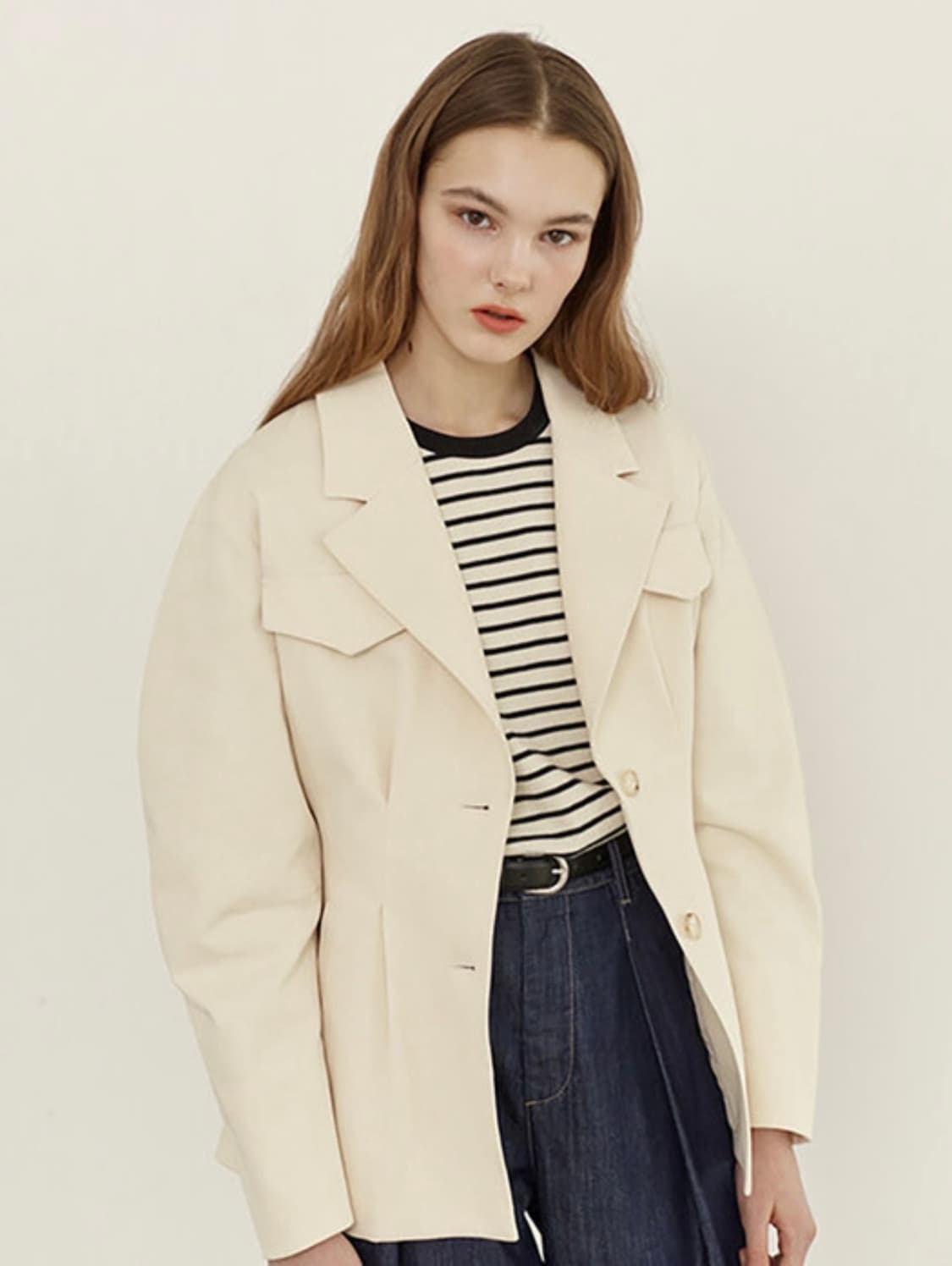 택O) 앤유 옥수 자켓 크림 상품이미지2