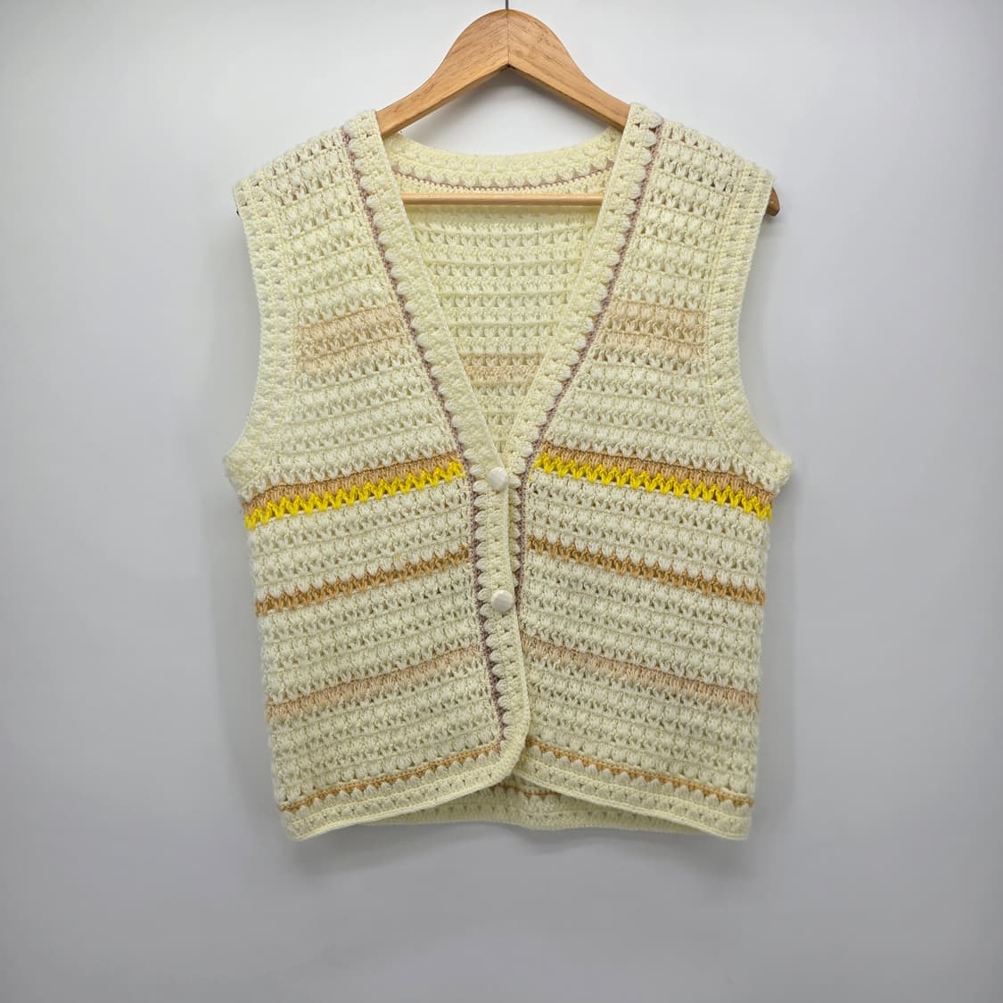 아이보리 뜨개 조끼 빈티지 스타일 상품이미지1