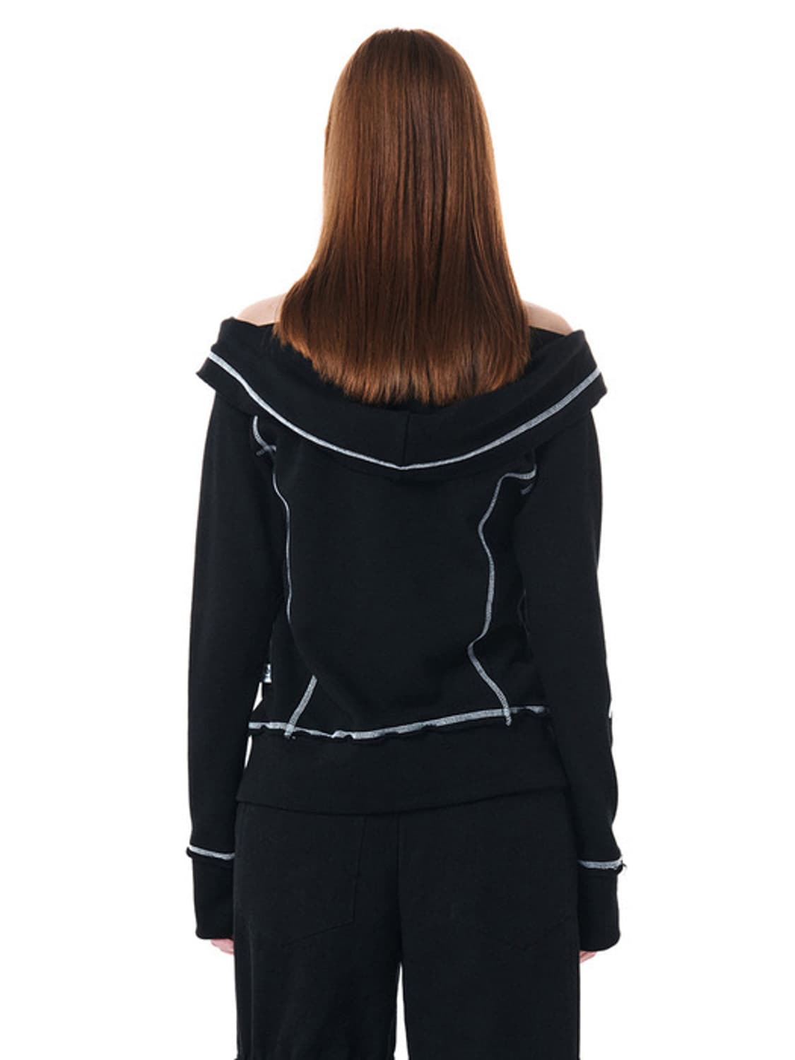 세릭 CERRIC CUT OUT HOOD ZIP UP / BLACK 상품이미지2