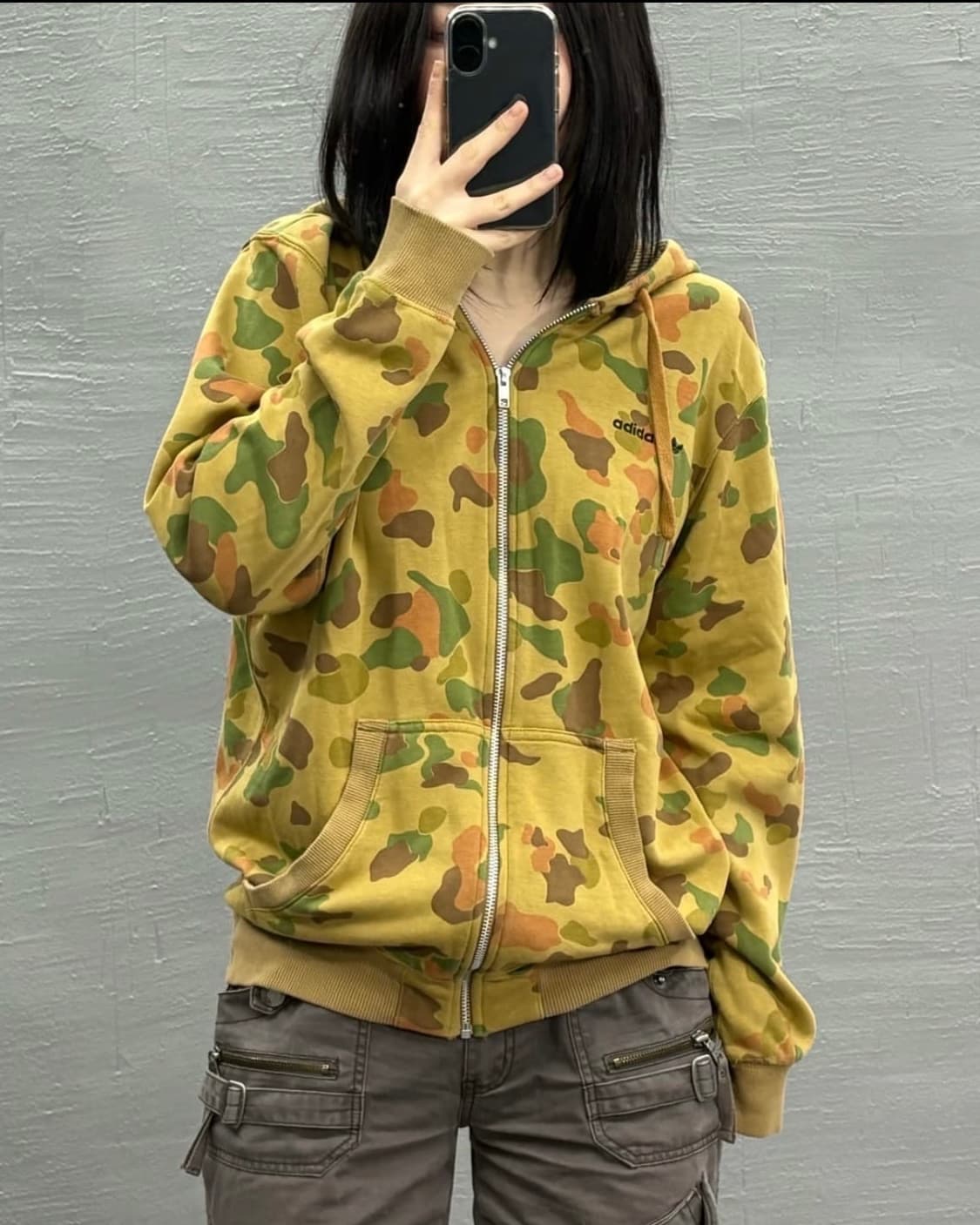 아디다스 카모 올드스쿨 후드 집업 L 100 갸루 로리 펑크 베이프 후디 상품이미지2