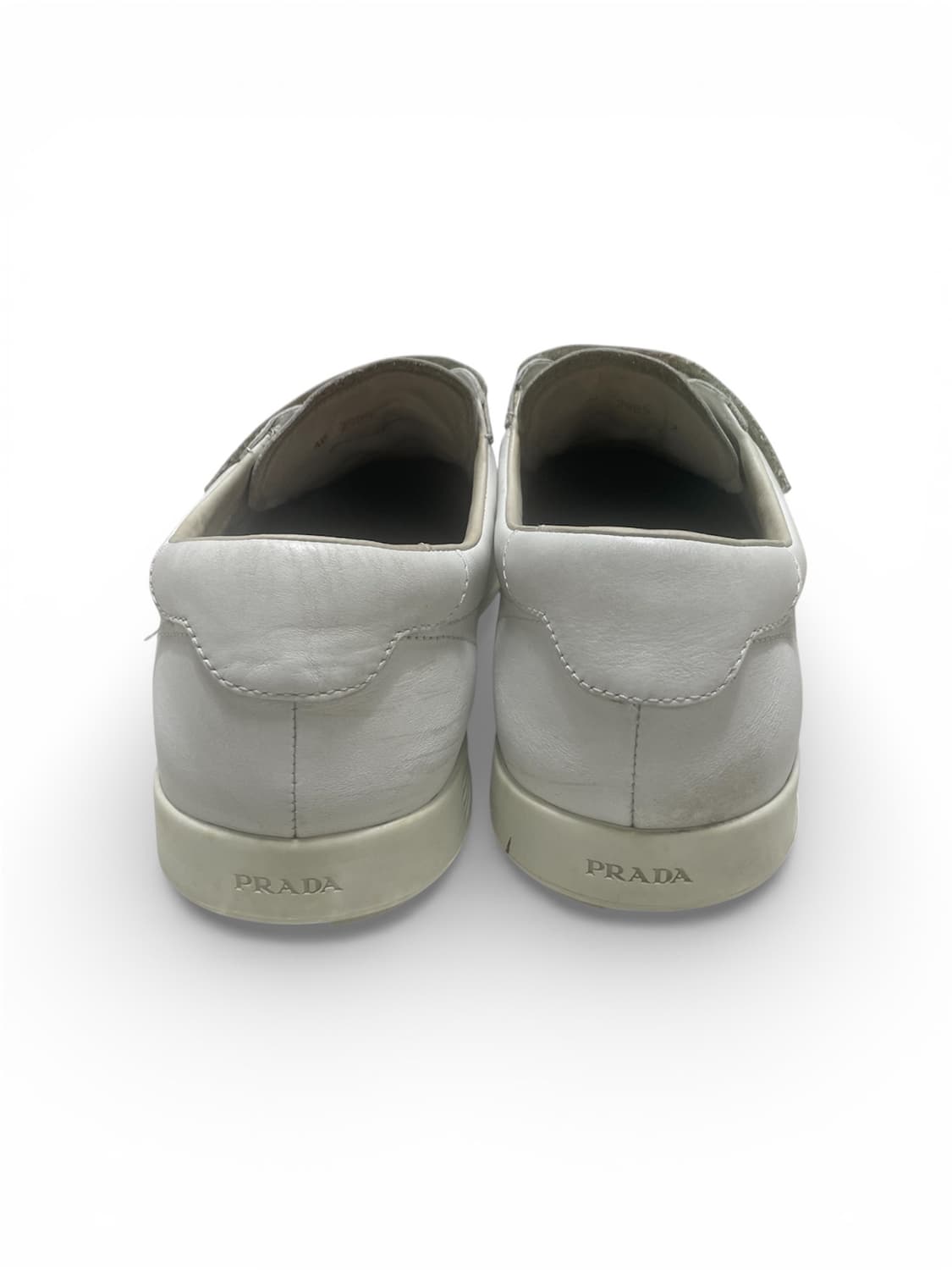 275) 프라다 레더 벨크로 가죽 스니커즈 신발 화이트 상품이미지4