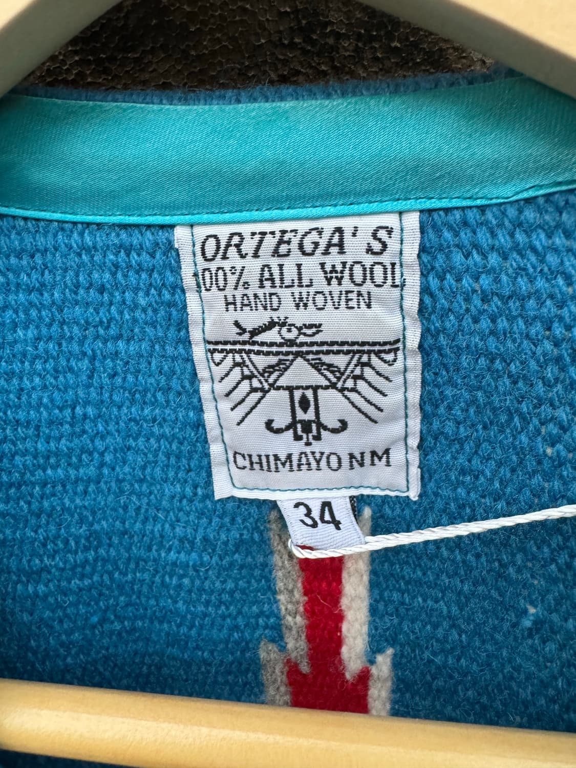 오르테가 핸드 우븐 울 네이티브 무늬 웨스턴 치마요 베스트 조끼 블루 상품이미지6
