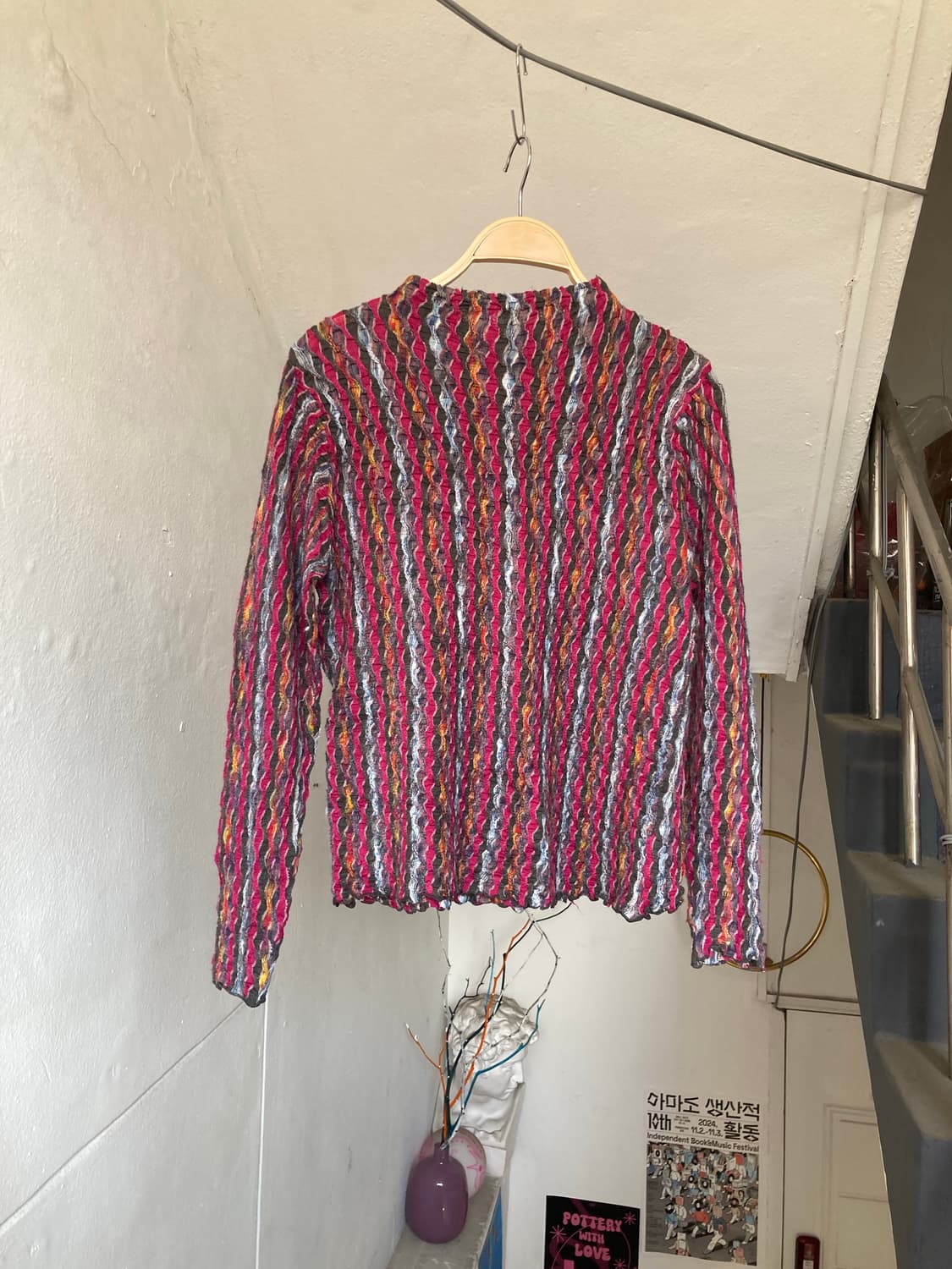 베이직 직조 긴팔 컬러믹스 케이블 니트 상품이미지5