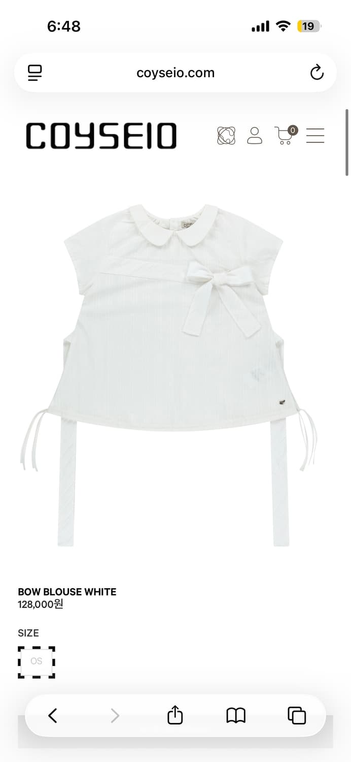 코이세이오 보우 블라우스 화이트  상품이미지1
