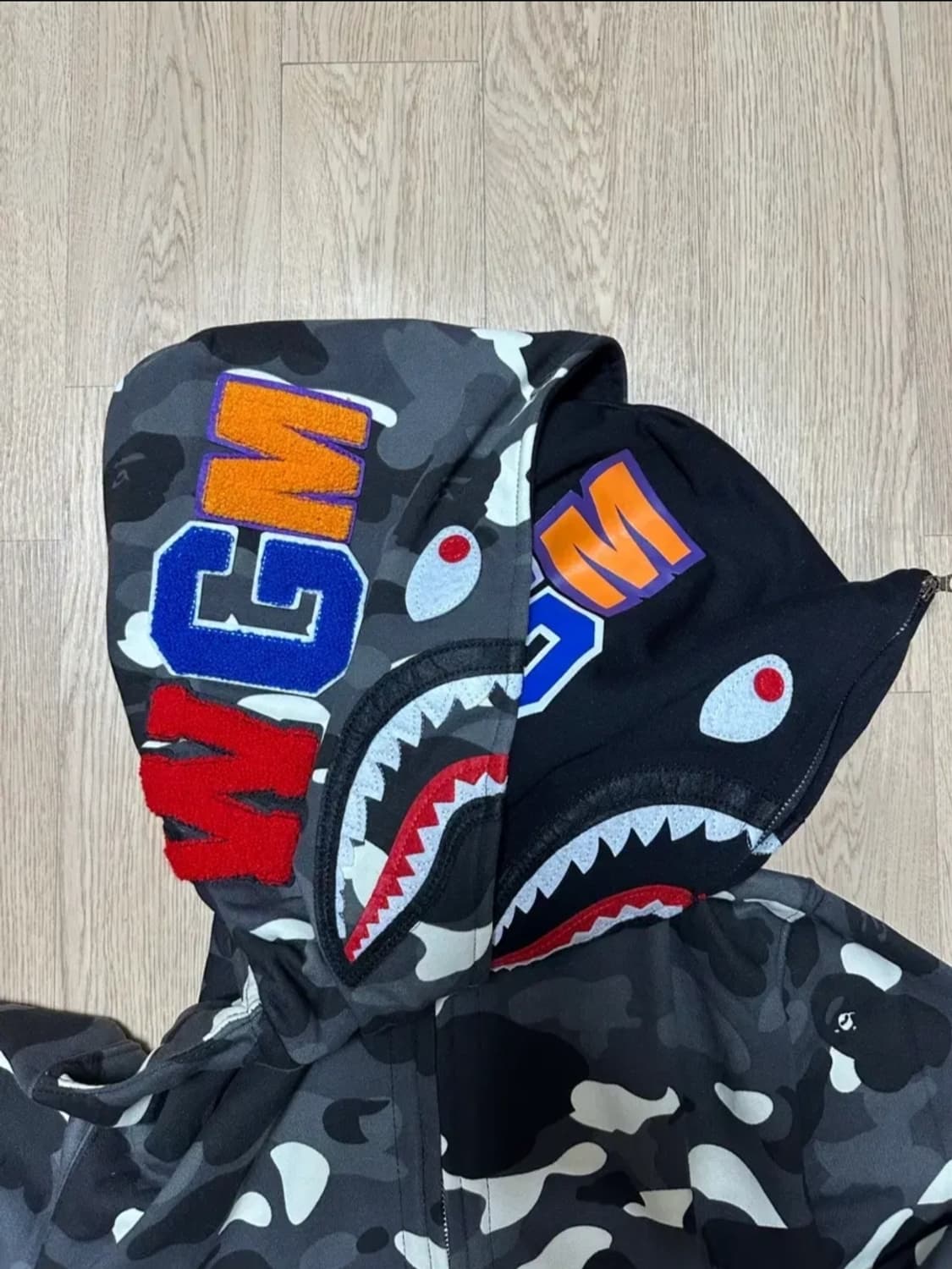 베이프 더블샤크 후드 블랙 M 상품이미지2