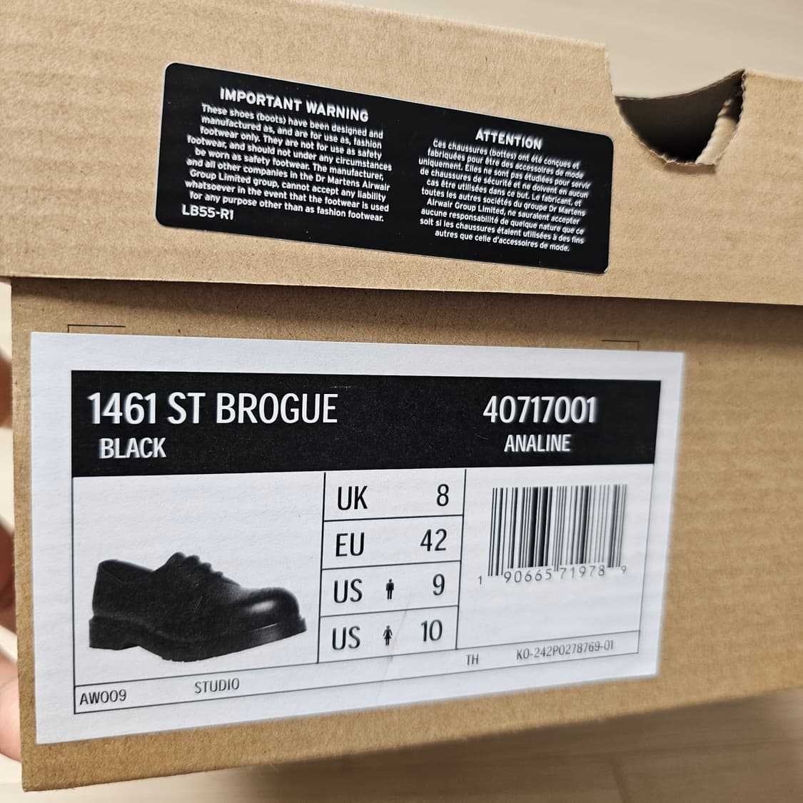 270 새제품) 닥터마틴 1461 아날린 ST 브로그 레더 스틸토 블랙 상품이미지9