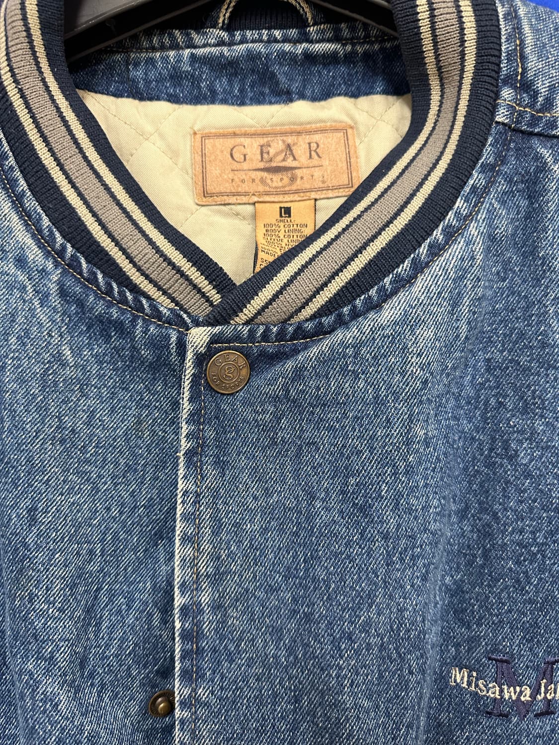 s급 일본빈티지 기어 데님오버핏누빔점퍼 L100 상품이미지4