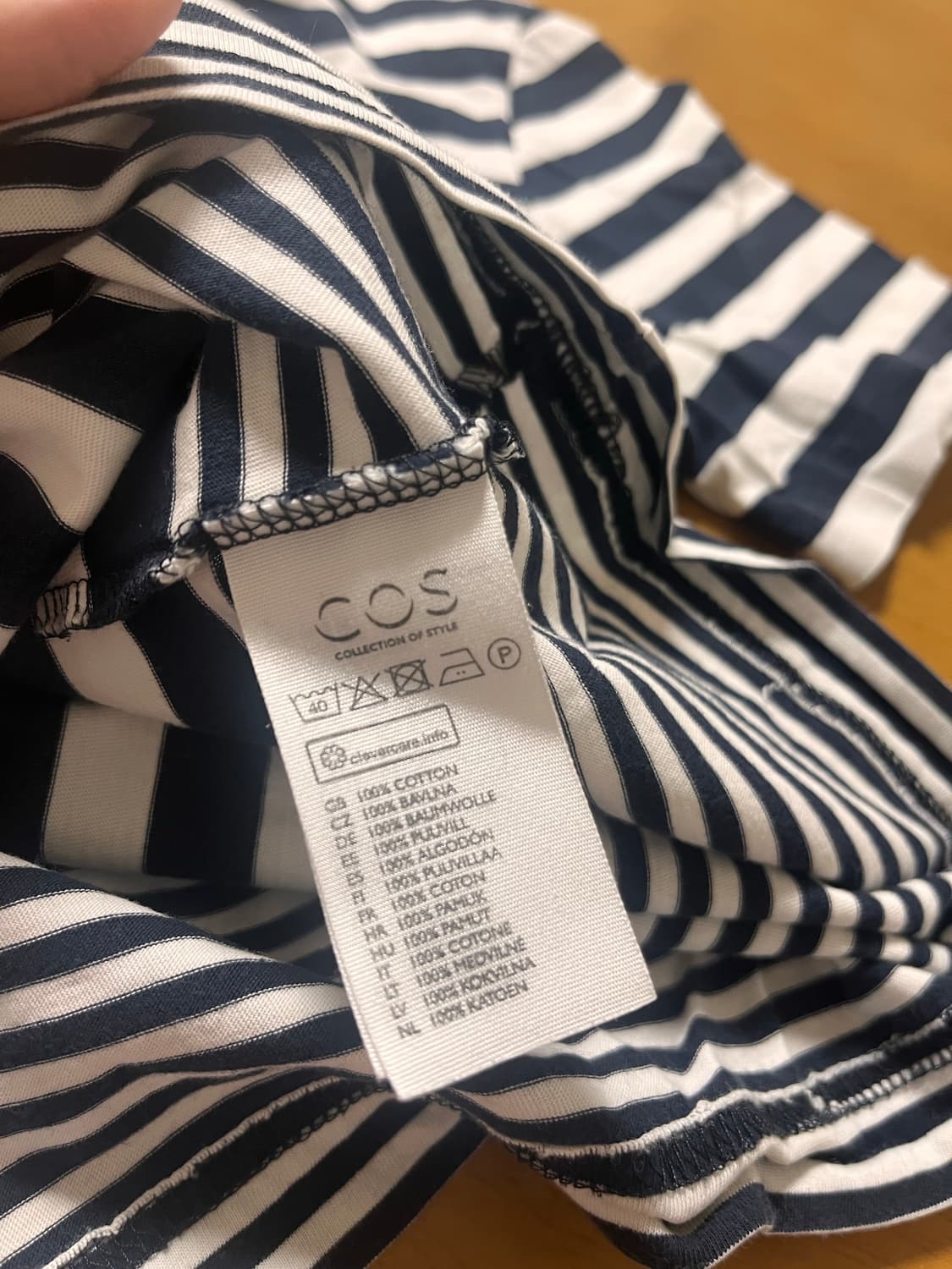 COS 코스 네이비 스트라이프 코튼 반팔 티셔츠_XS 사이즈 상품이미지4