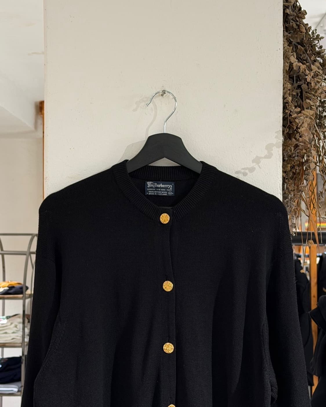 버버리 블랙 가디건 블랙 골드 버튼 울 가디건 상품이미지4