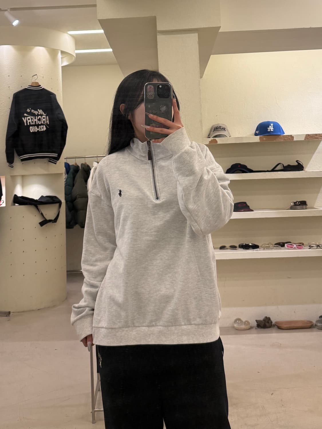 폴로 랄프로렌 멜란지 그레이 포니 반집업 맨투맨 U780 상품이미지1