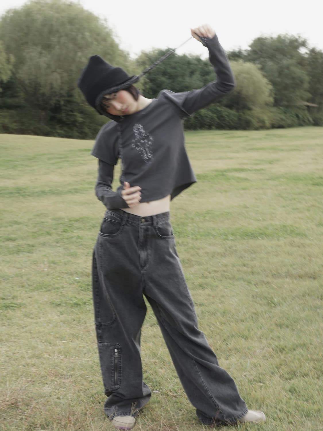 suu 로고 워시드 진 블랙 1 상품이미지3