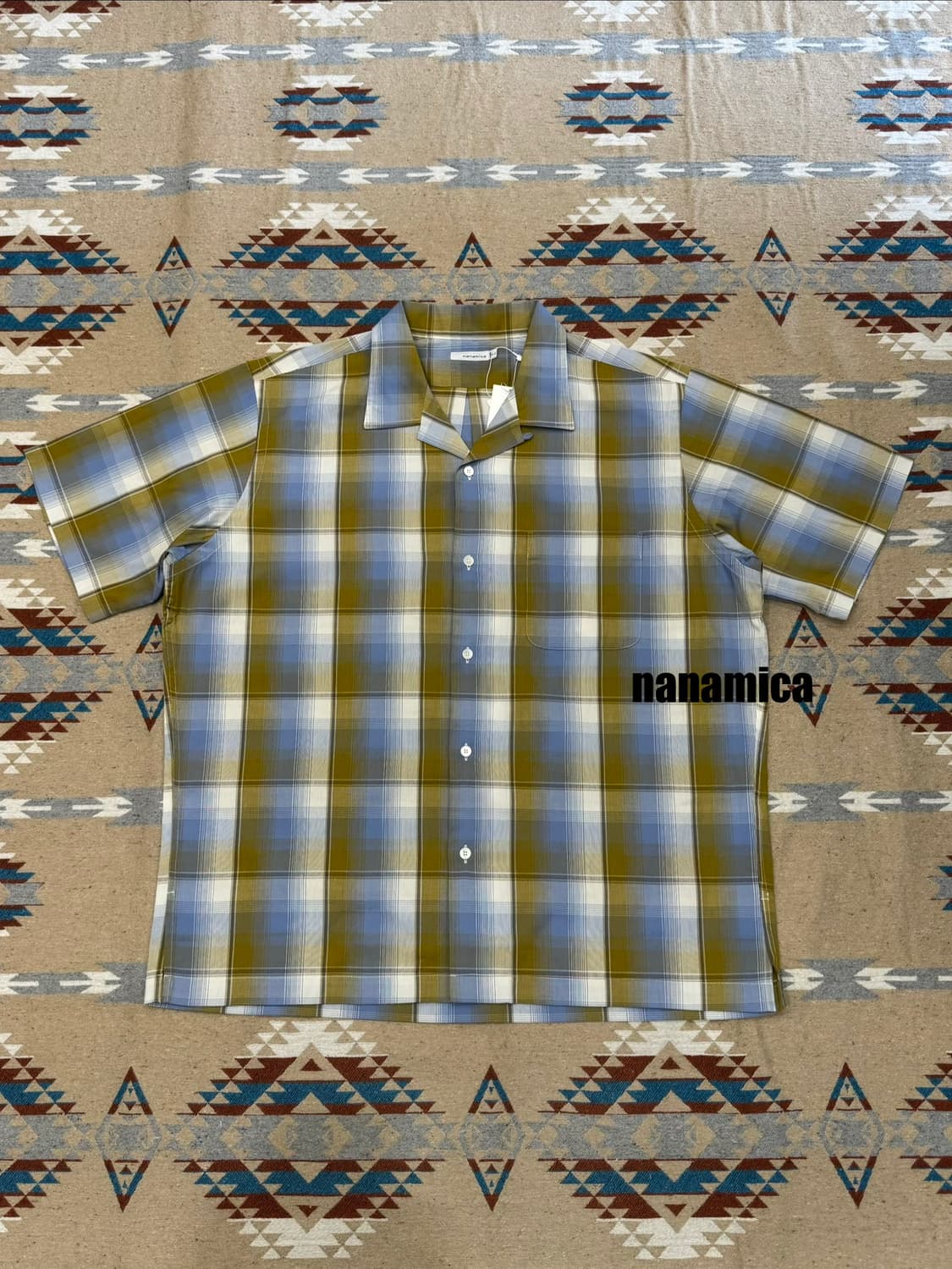 [L][105] 나나미카 오픈 카라 피케 숏슬리브 셔츠 옐로우 삭스 상품이미지1