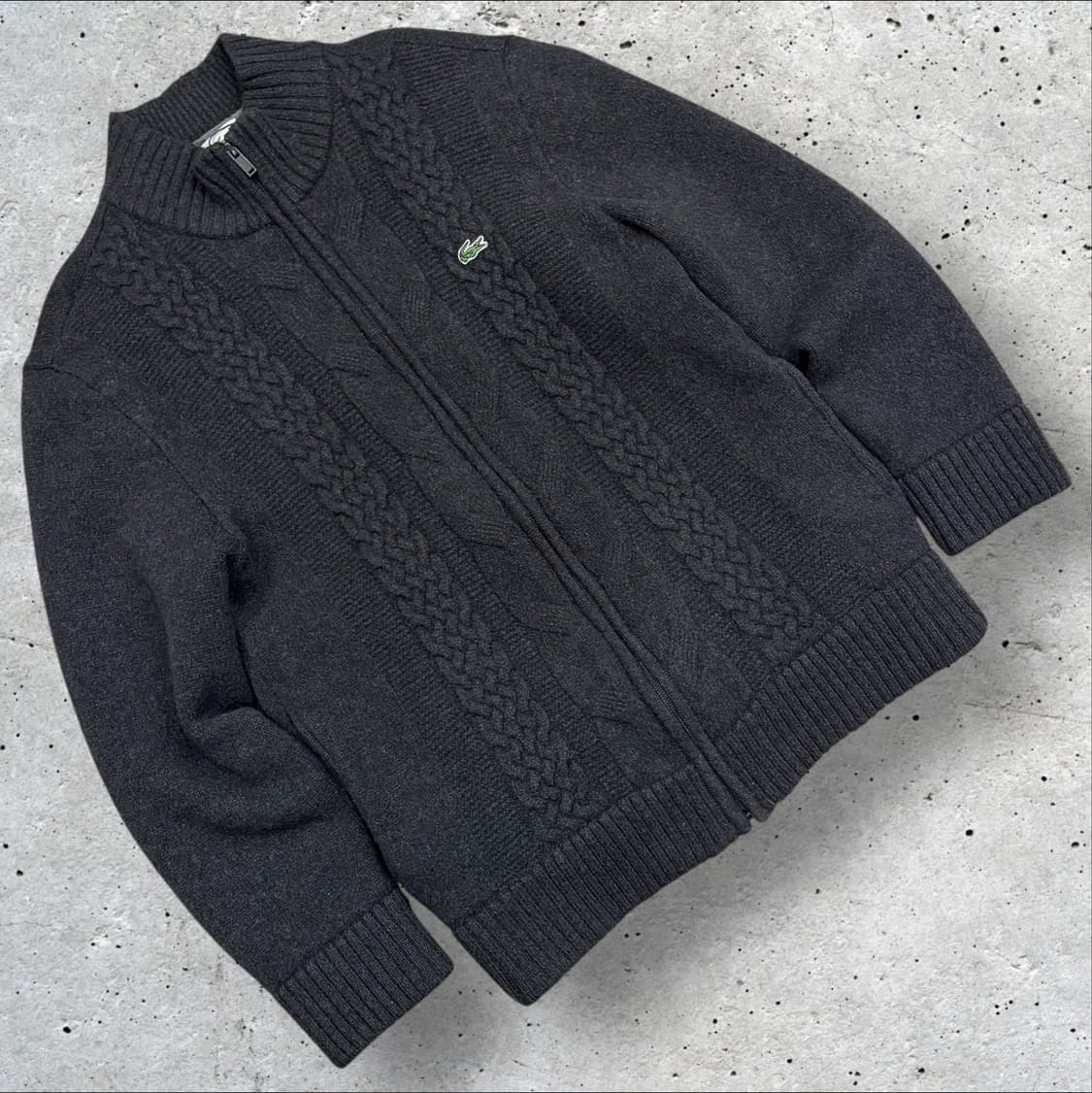 [105] 라코스테 울 케이블 니트 가디건 다크그레이 B938 상품이미지1