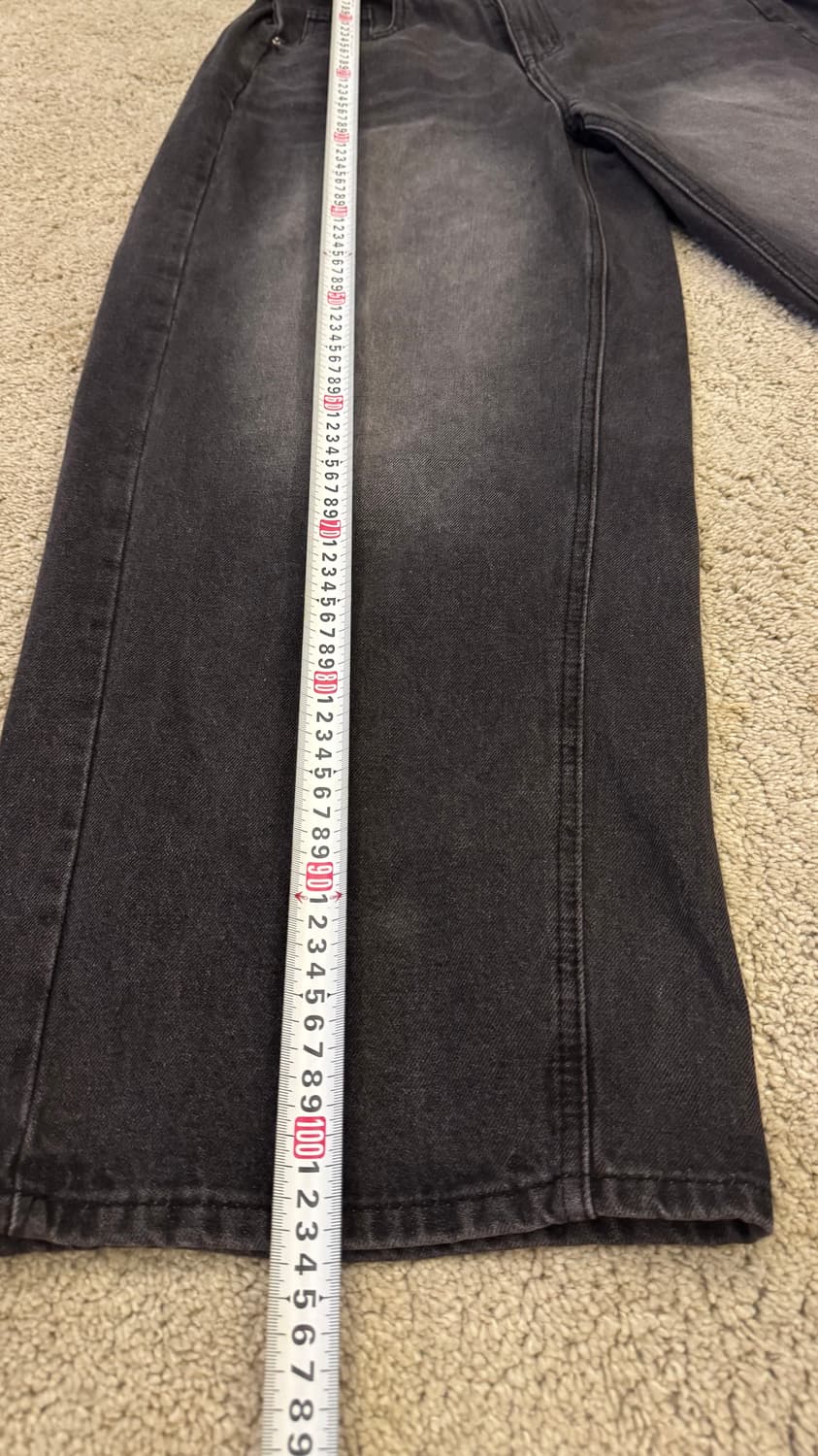 블랙 워싱 와이드 데님 (흑청,벌룬핏) 상품이미지3