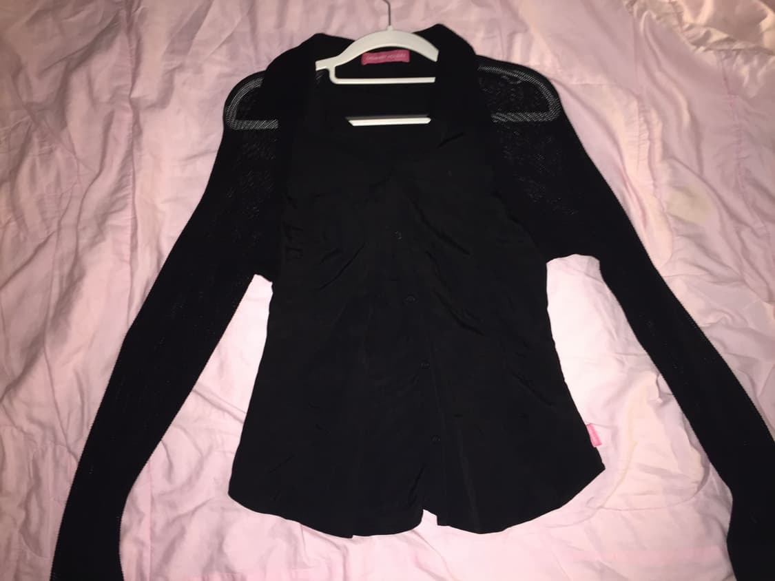 오디너리 홀리데이 니트 슬리브 셔츠 [BLACK] 상품이미지2