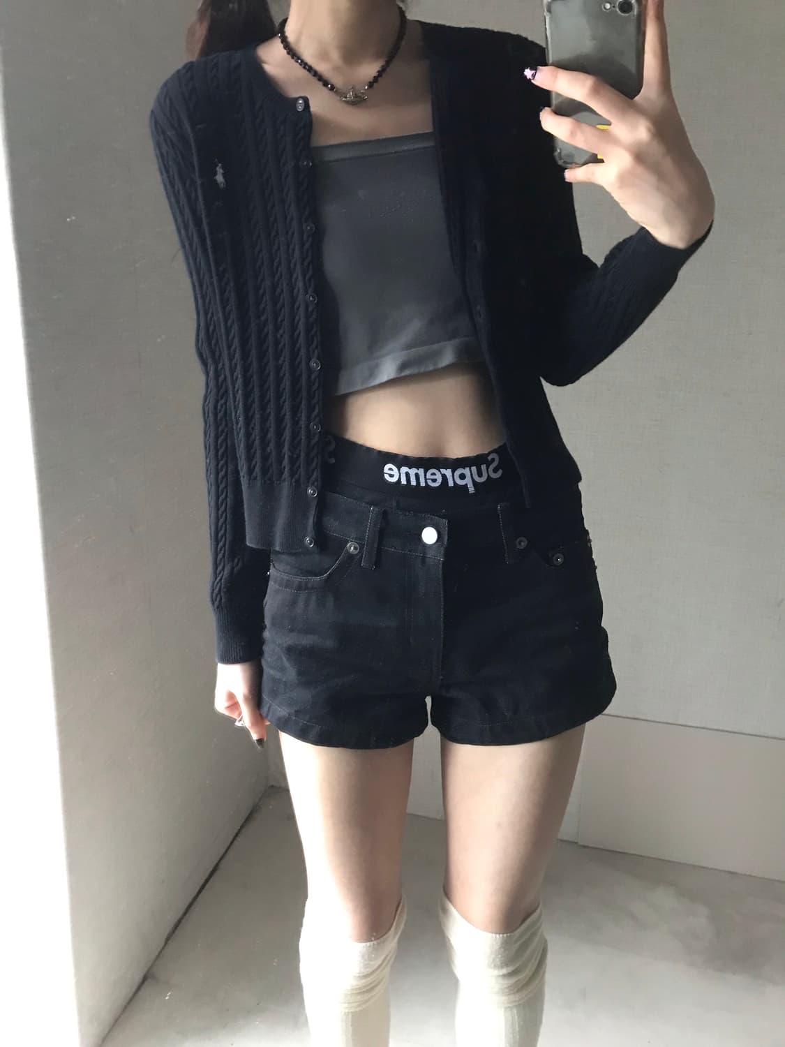 폴로 블랙 케이블 가디건 상품이미지5