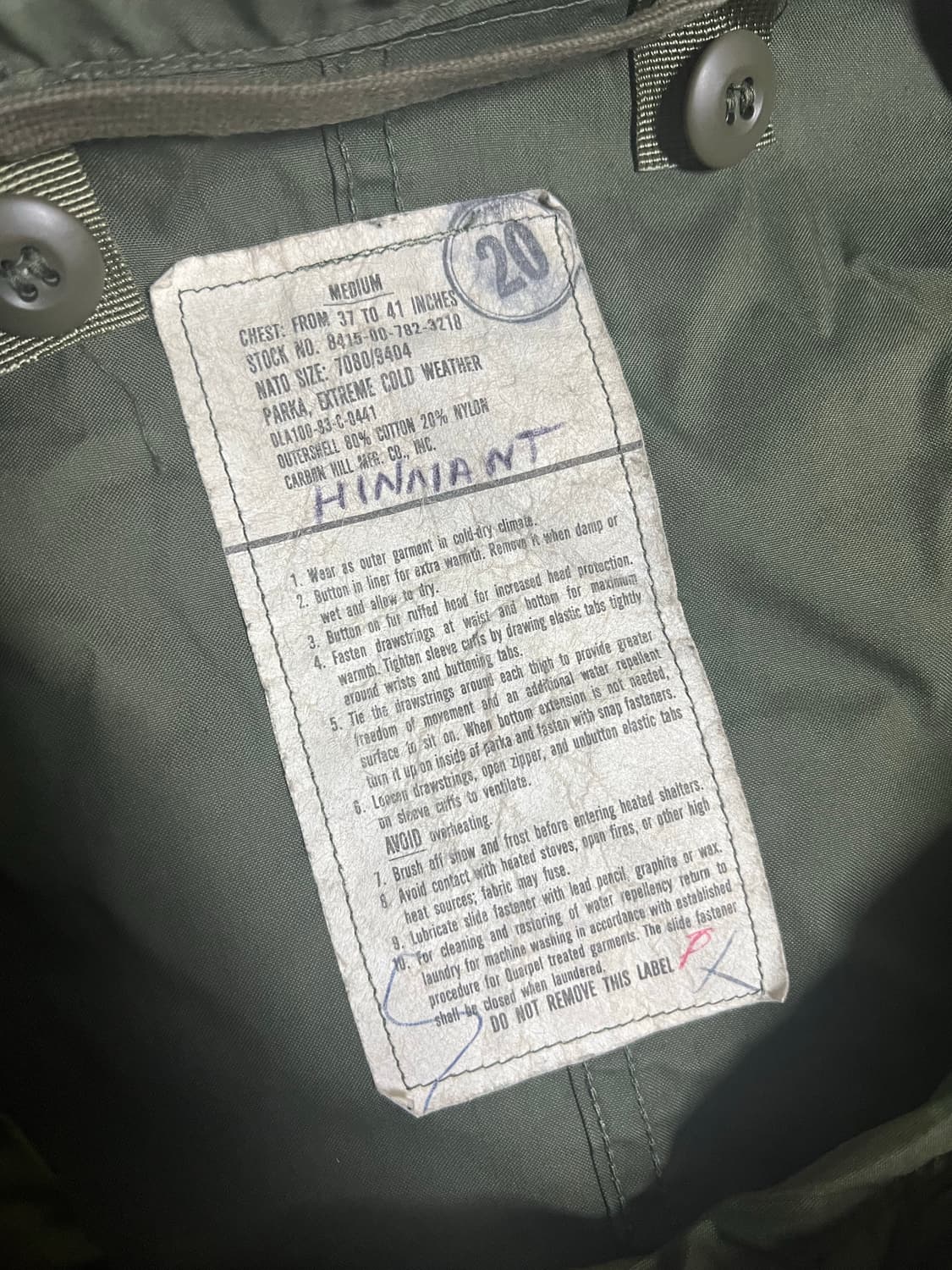 M-65 피쉬테일파카 데드스탁급 M size 내피포함 상품이미지4