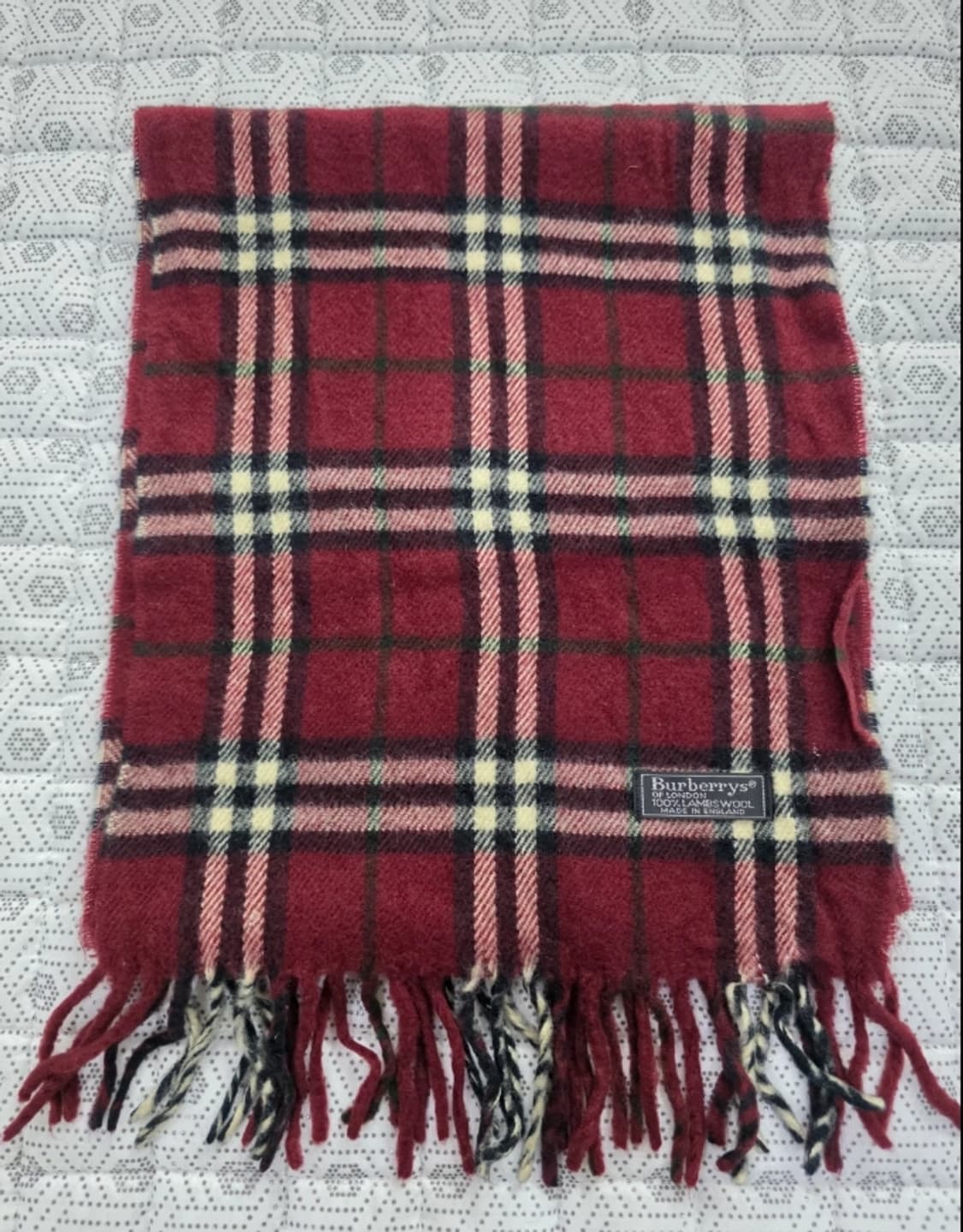 버버리 램스울 체크 머플러 버건디 상품이미지5