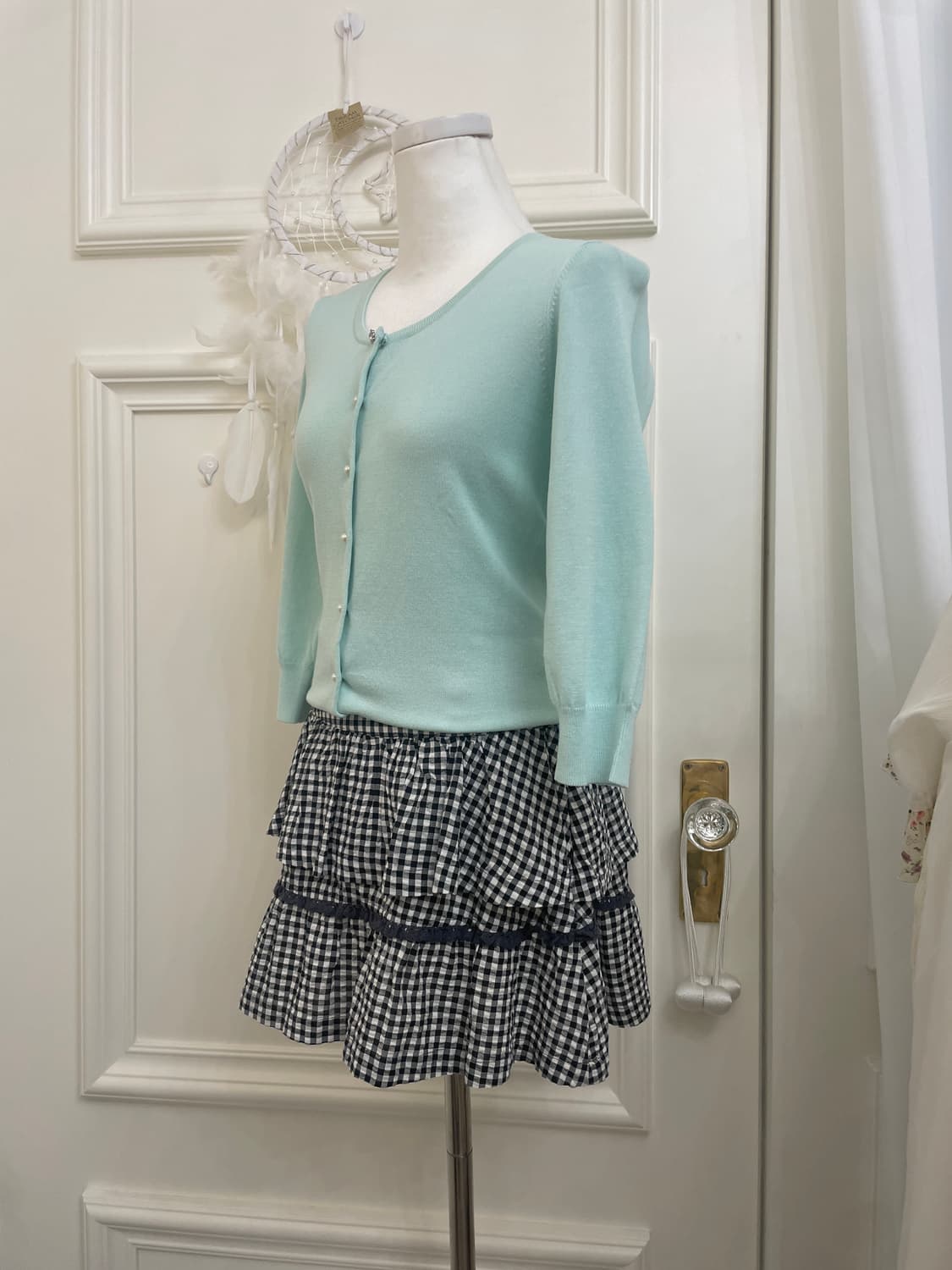 black&white check button point layered s 상품이미지7