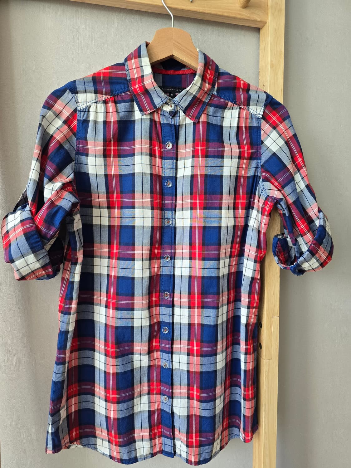 타미힐피거 체크 셔링 롤업 셔츠 상품이미지2