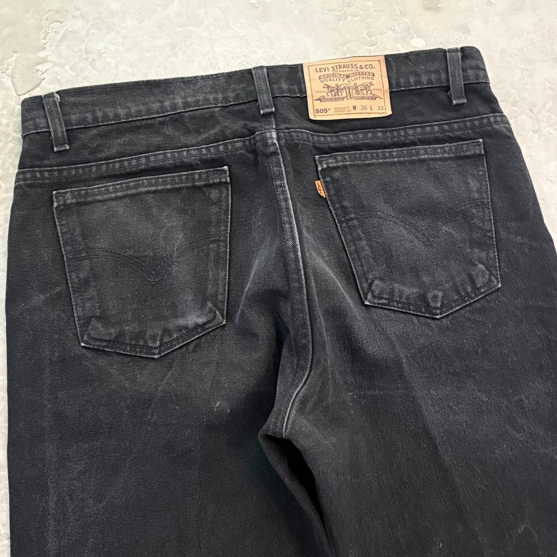 [36/32] 90s USA🇺🇸 리바이스 505 오렌지 탭 블랙 흑청 상품이미지7