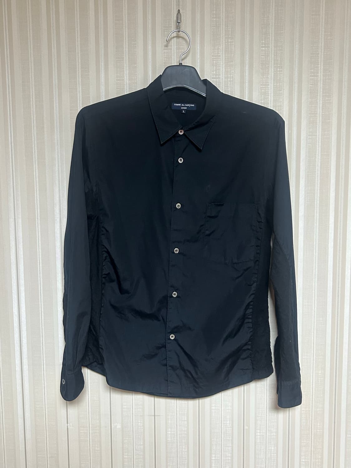 [L] 꼼데가르송 옴므 니트블럭 셔츠 블랙 상품이미지1