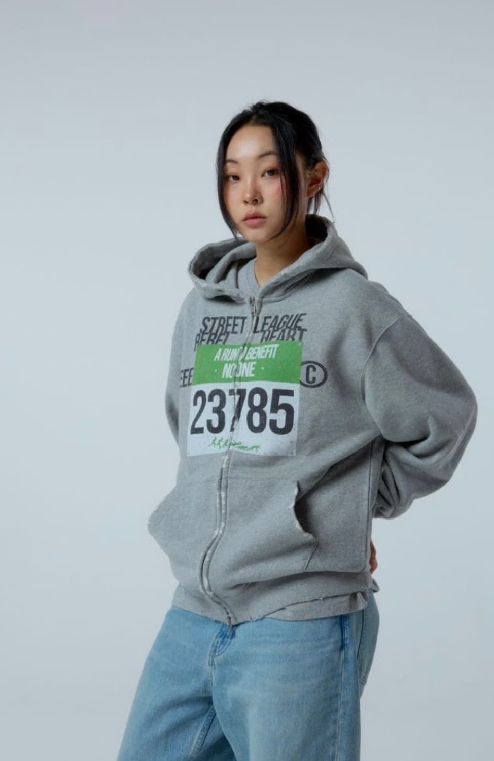 새상품) 이이이알알알 eeerrr 데미지 워싱 후드집업 그레이 상품이미지5