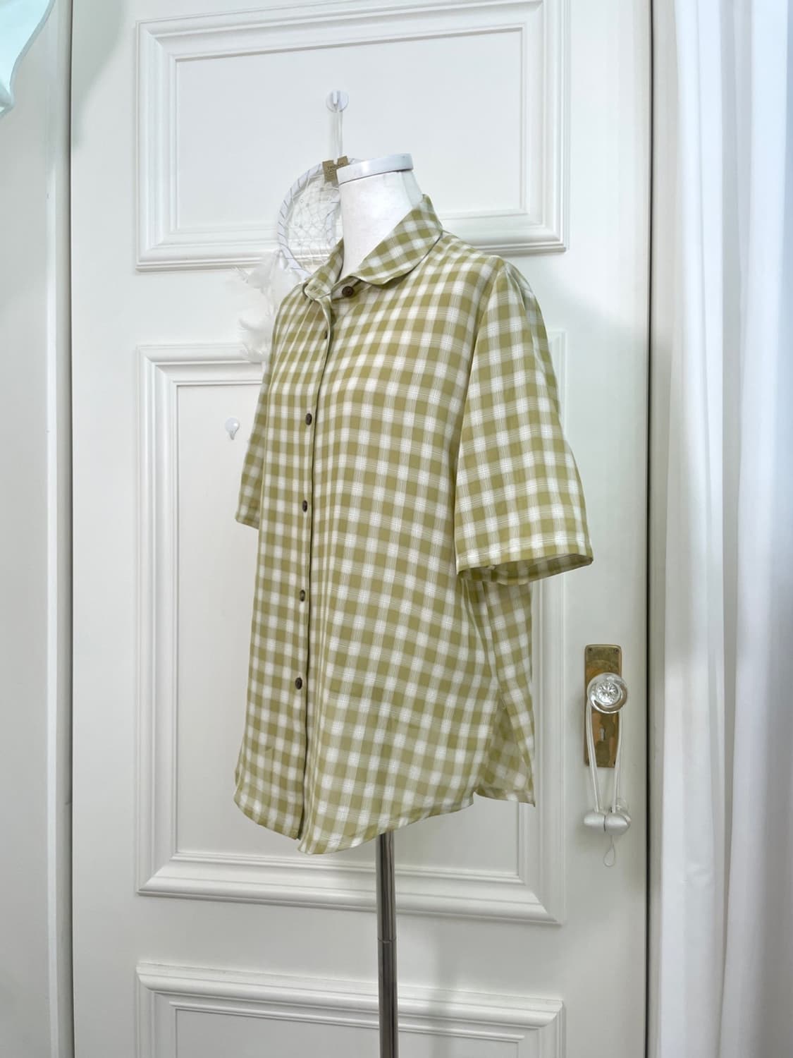 khaki check summer half shirt 상품이미지2