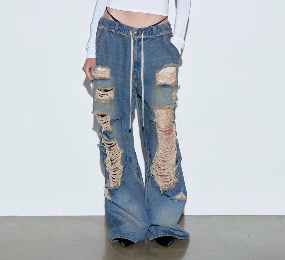 Destroyed Denim Pants Brushed Indigo 상품이미지1