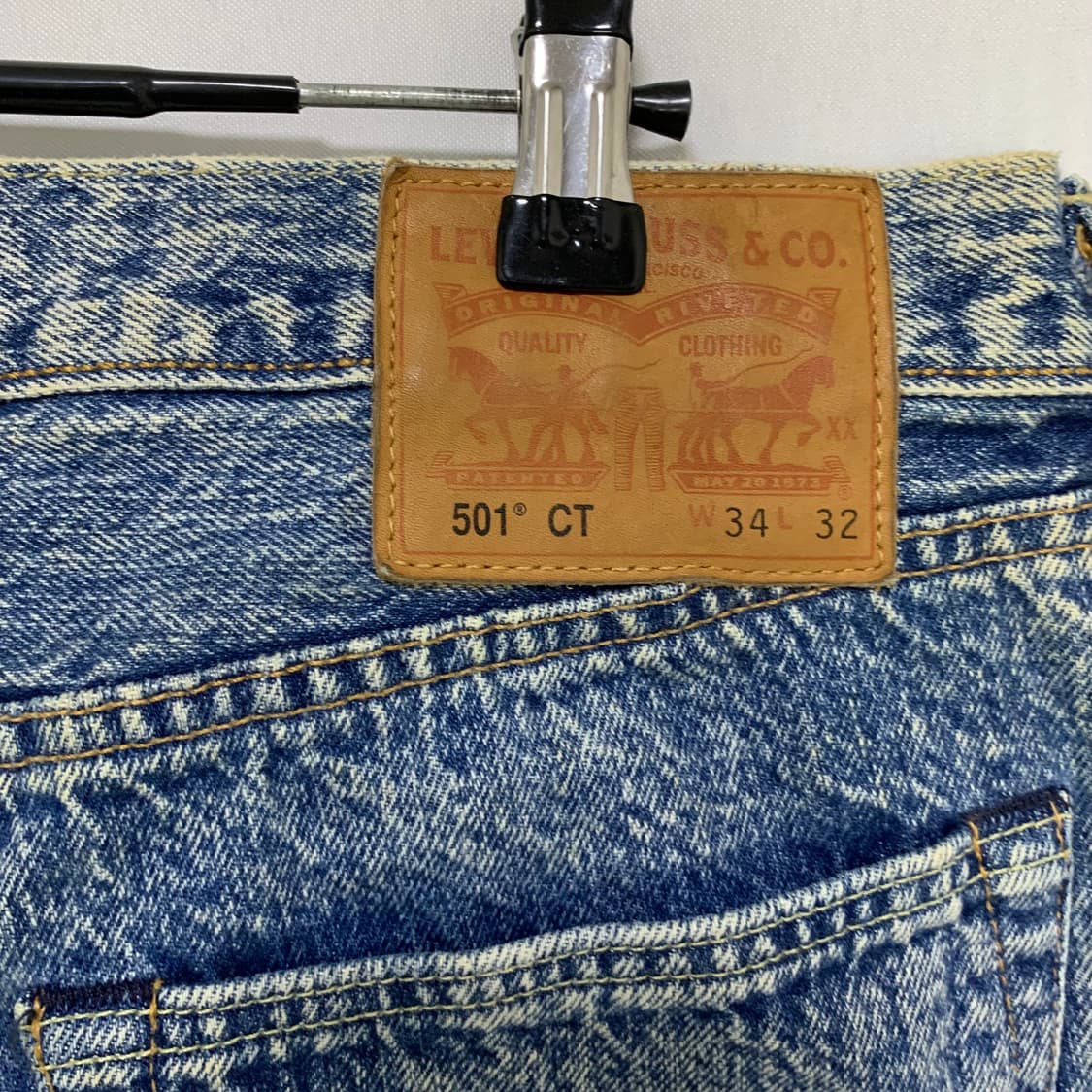리바이스 빈티지 스톤워싱 데님 팬츠 돌청 청바지 중청 34인치 상품이미지5