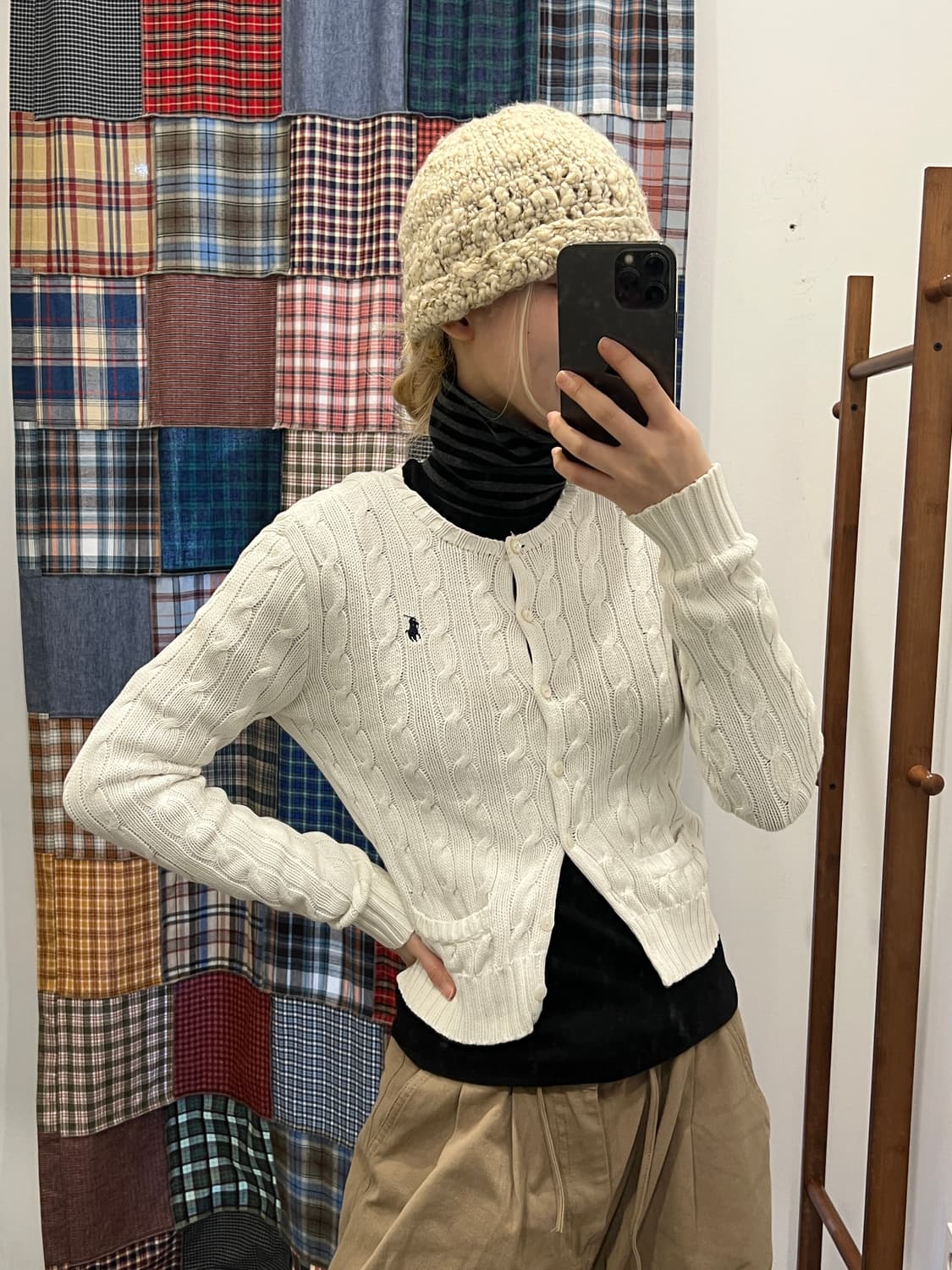폴로 화이트 니트 가디건 상품이미지1