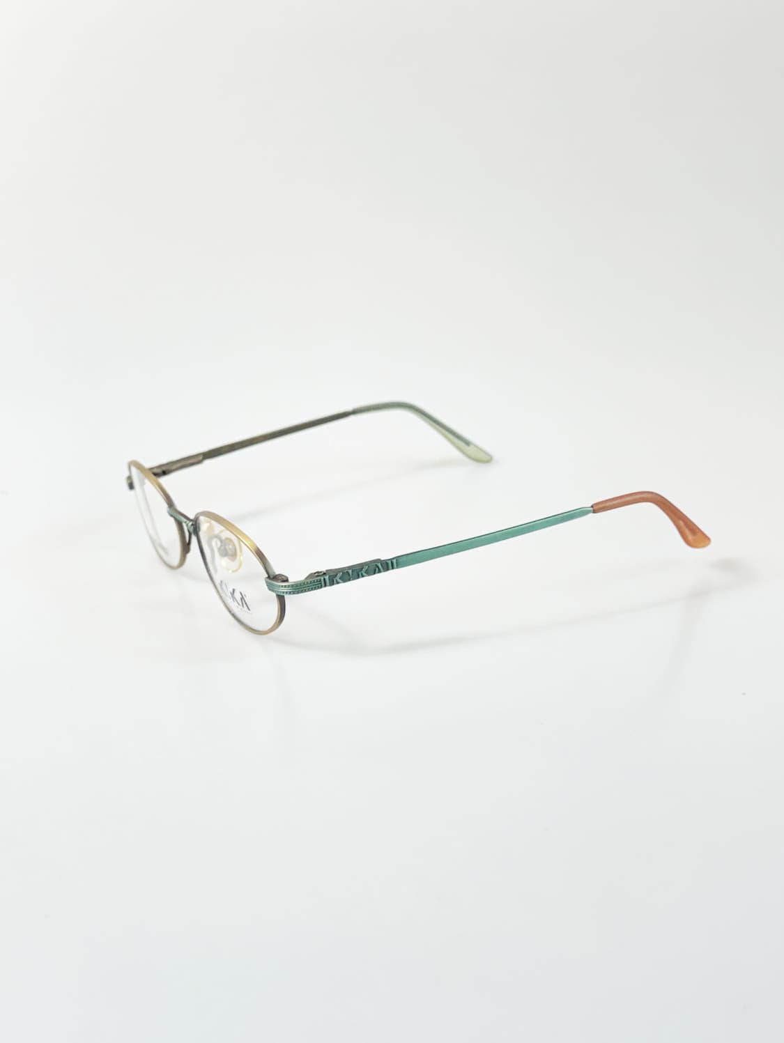 90s KIKA 그린 골드 오벌 프레임 빈티지 안경 상품이미지3