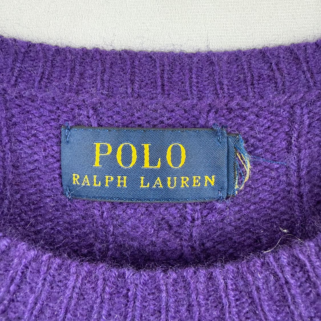 (S) 폴로 랄프로렌 울 캐시미어 케이블 꽈배기 니트 퍼플 상품이미지3